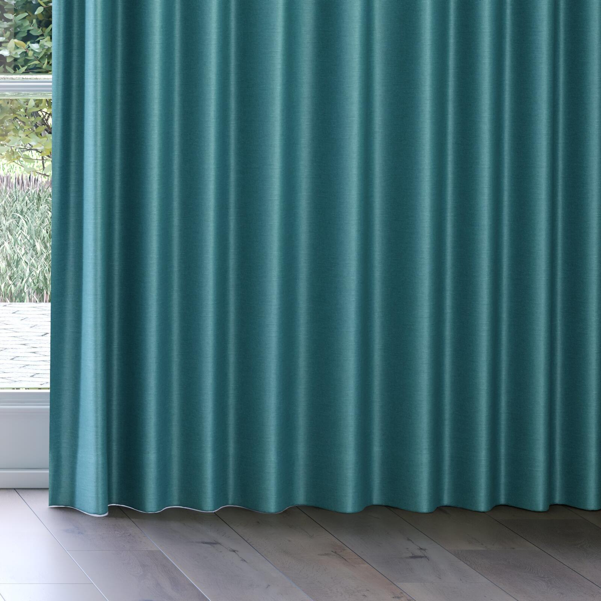Bottom view of Provence Peacock, on curtain rail