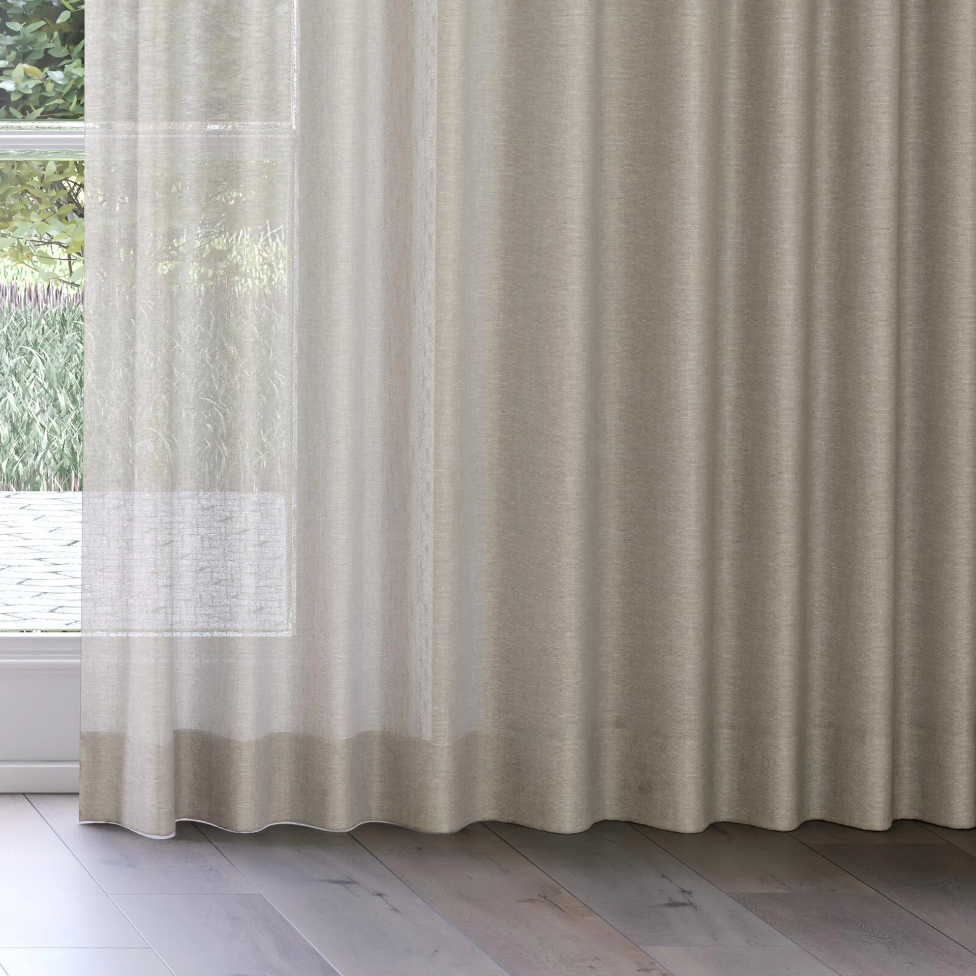 Bottom view of Lucidity Linen, on curtain rail