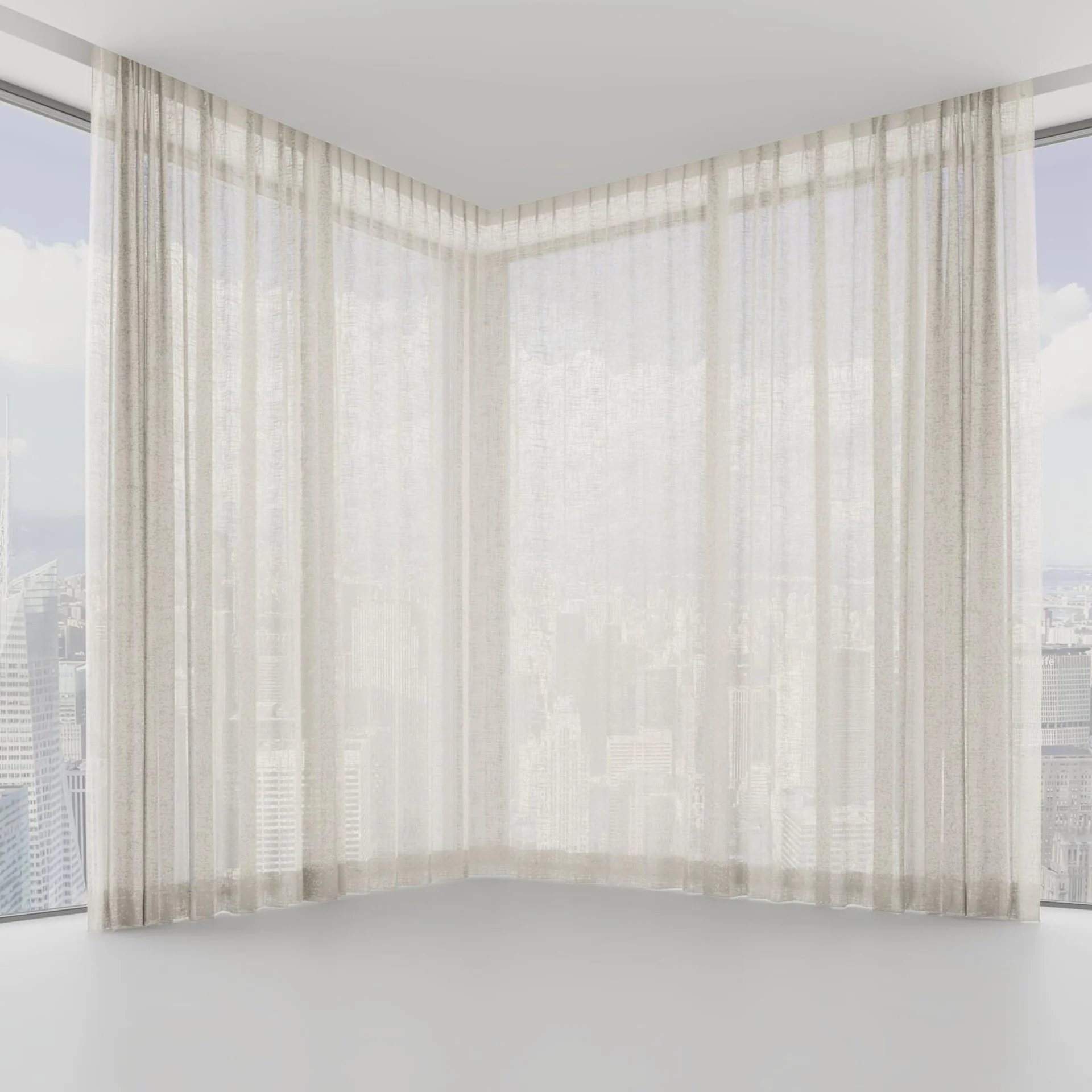 Front view of Adobe Linen, on hidden rail