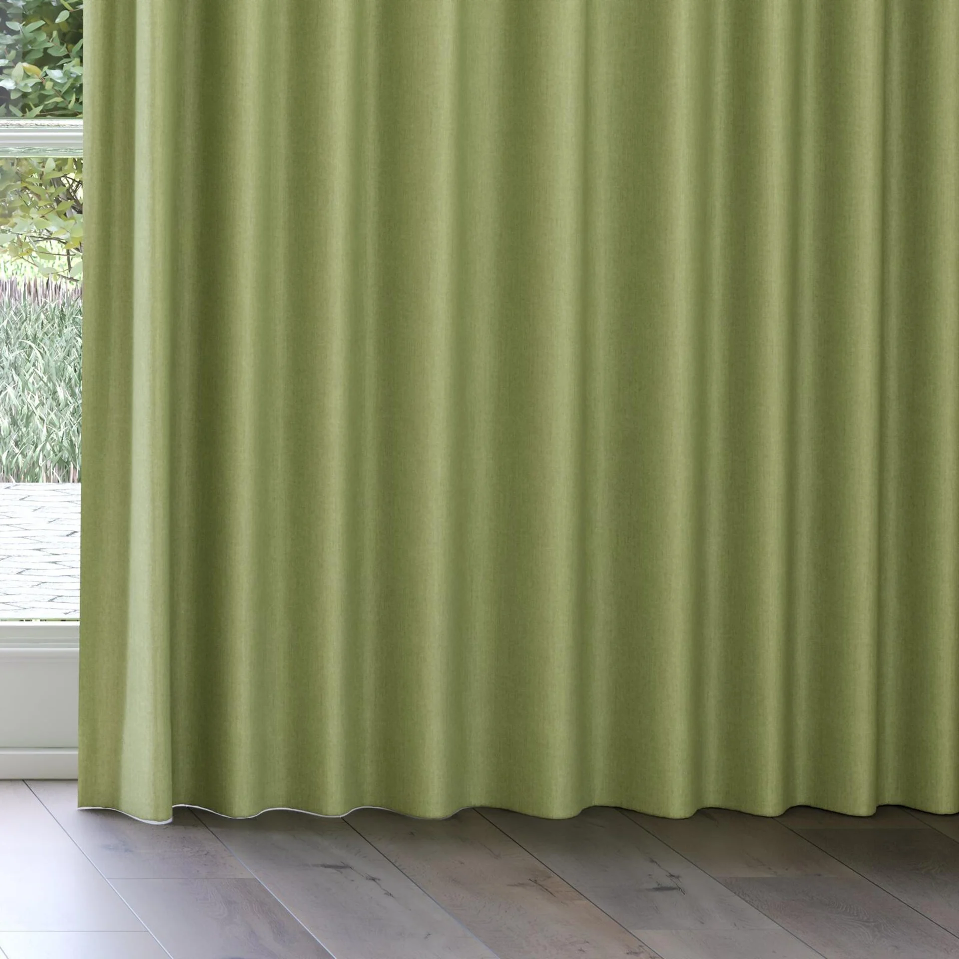 Bottom view of Cushy Pear, on curtain rail