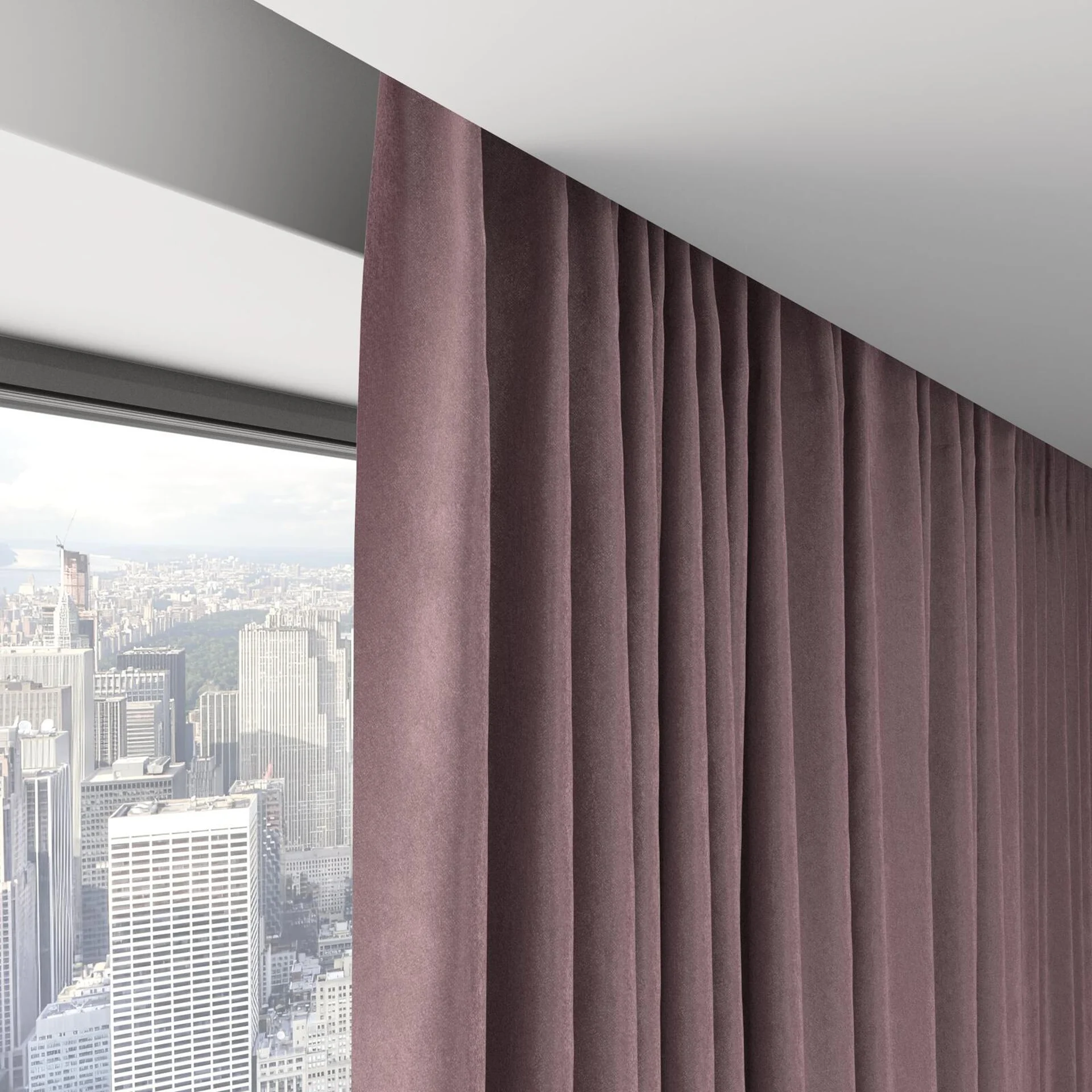 Top view of Velvelux Amethyst, on hidden rail
