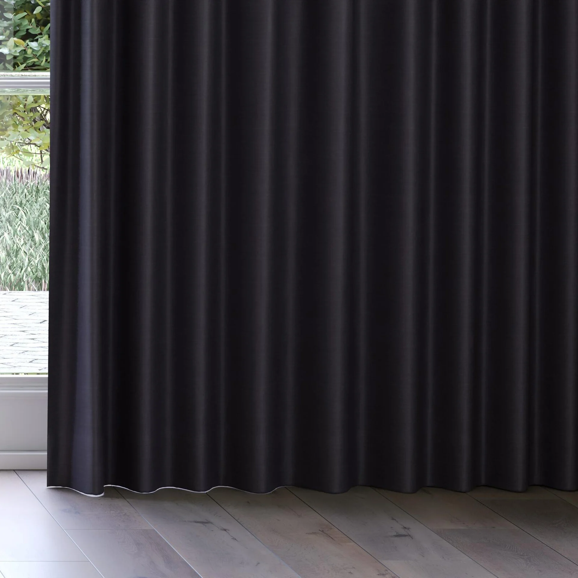 Bottom view of Silky Limo, on curtain rail