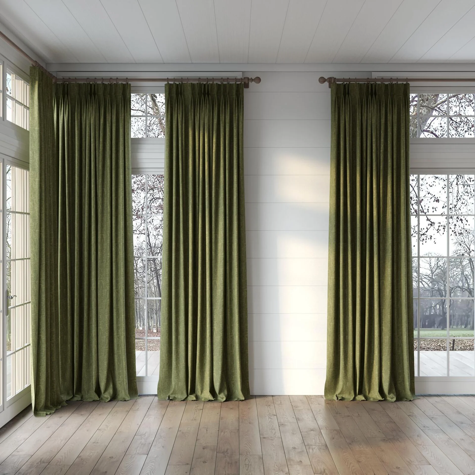 Full view of Cavalry Basil, puddled, on curtain rod