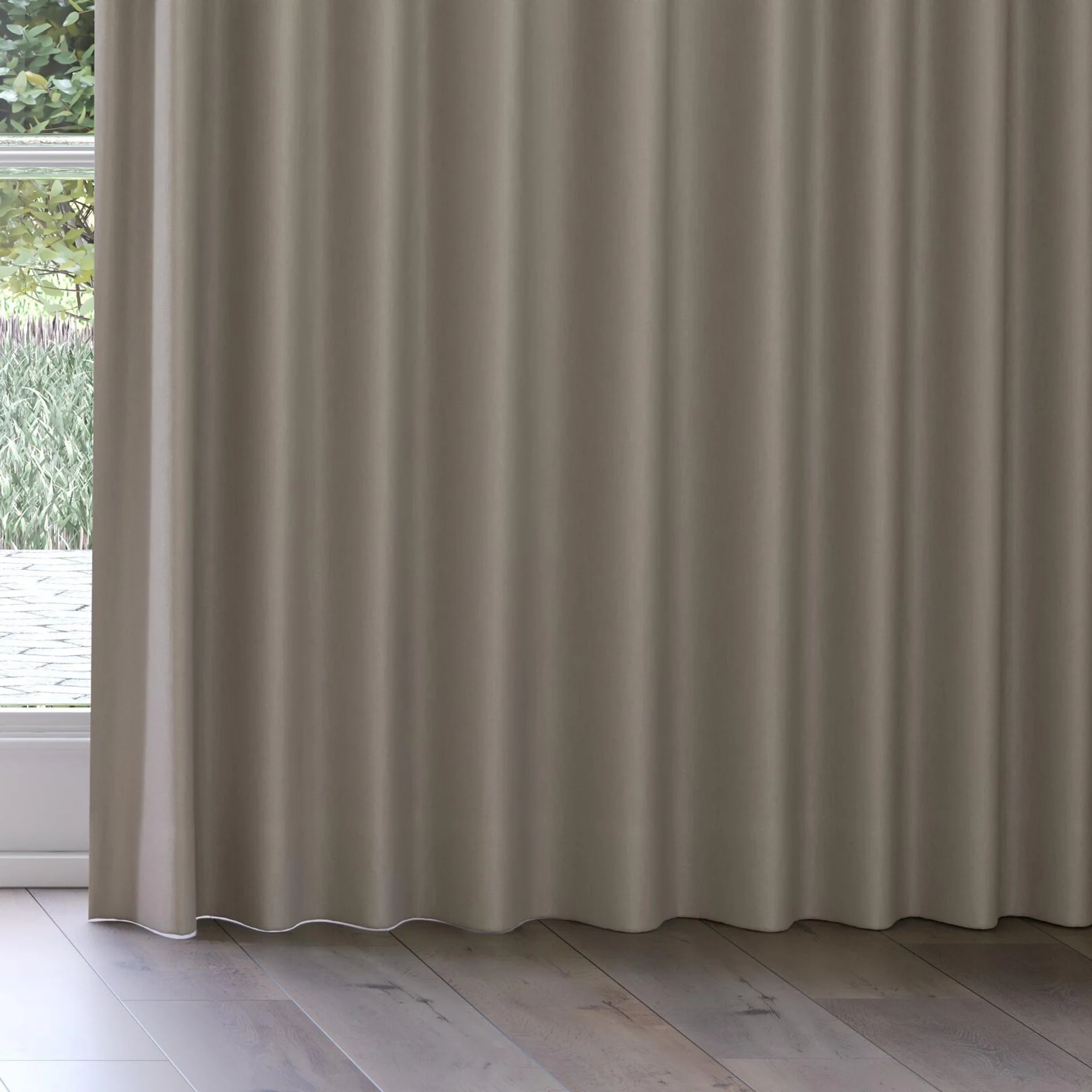 Bottom view of Eternal Jute, on curtain rail