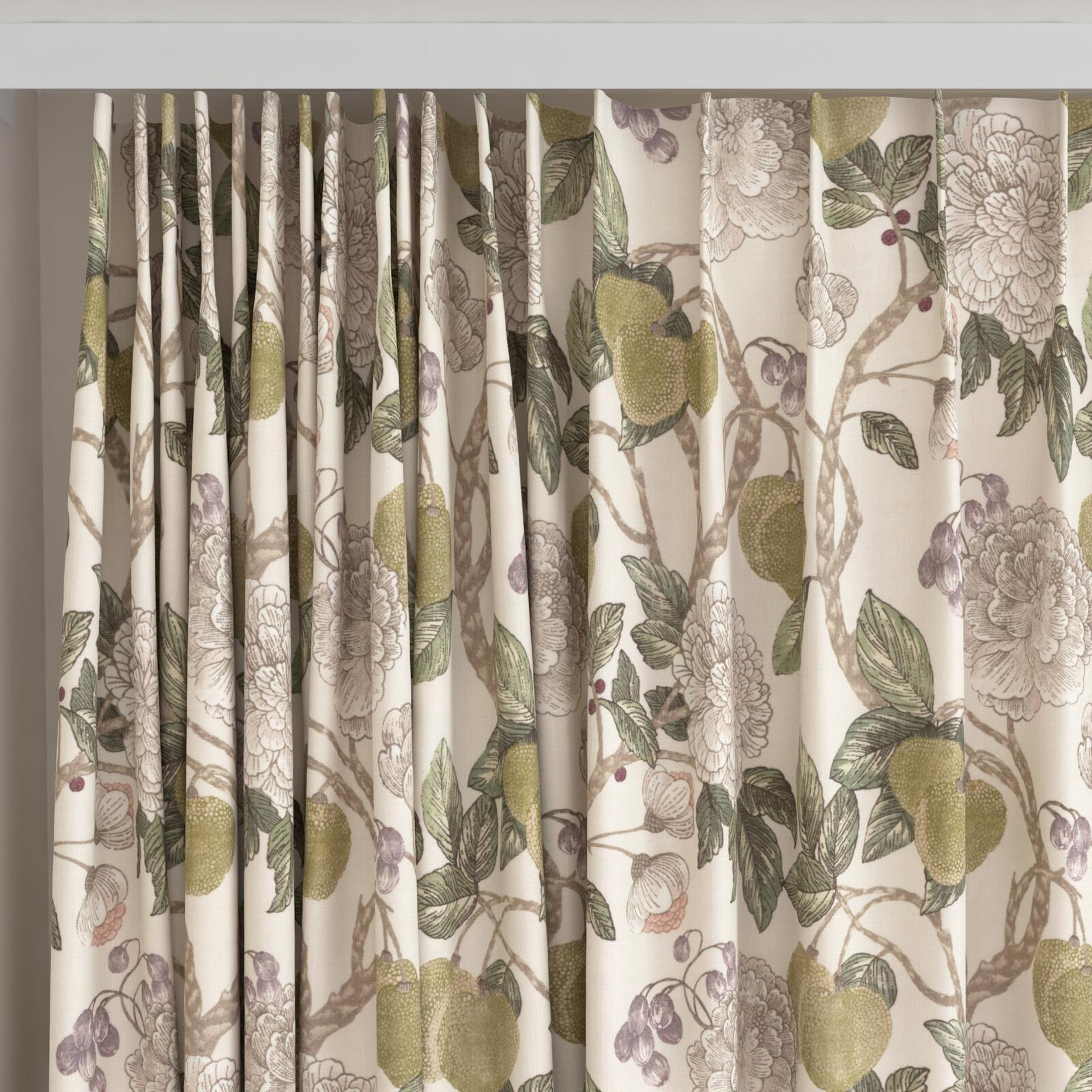 Top view of Valencia Verdigris, on curtain rail