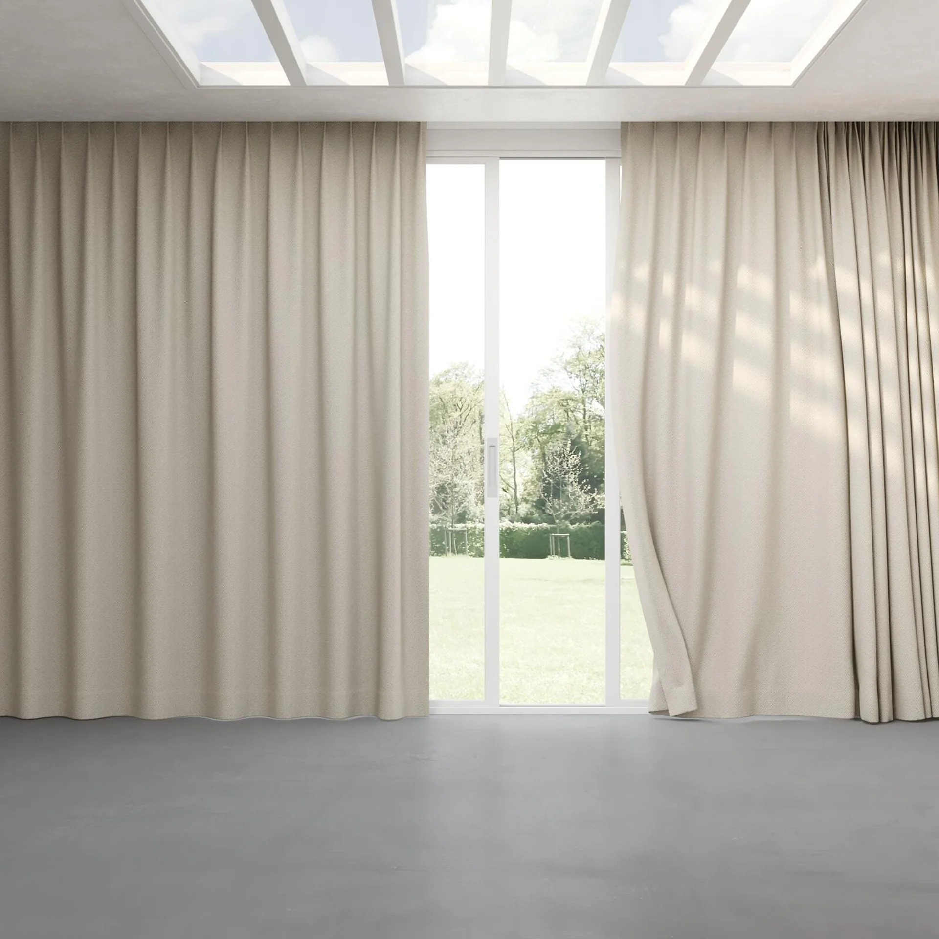 Full view of Saiph Sand, pinch pleat