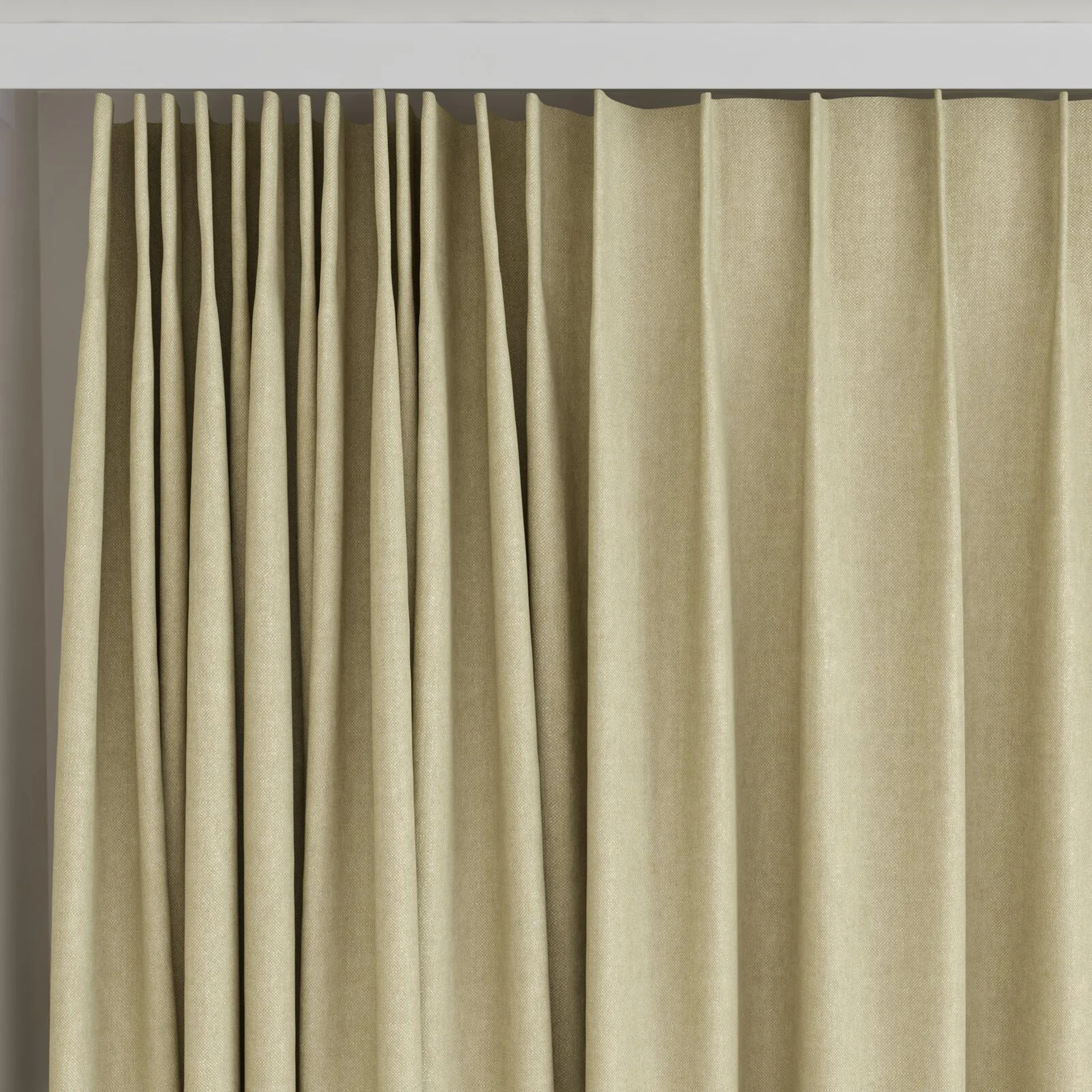 Top view of Rover Putty, on curtain rail
