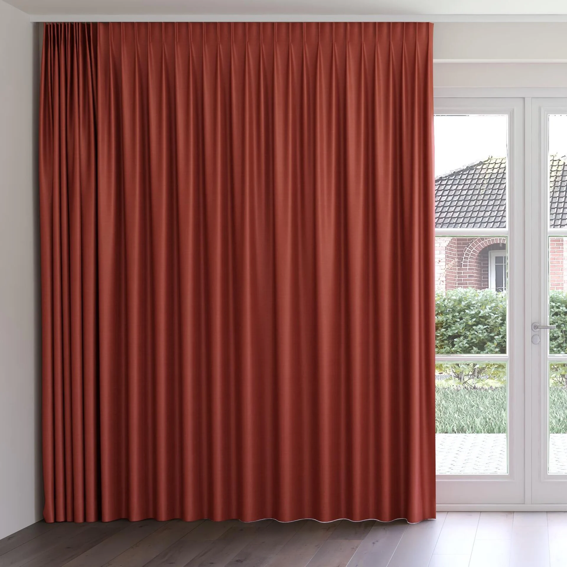 Front view of Silky Berry, on curtain rail