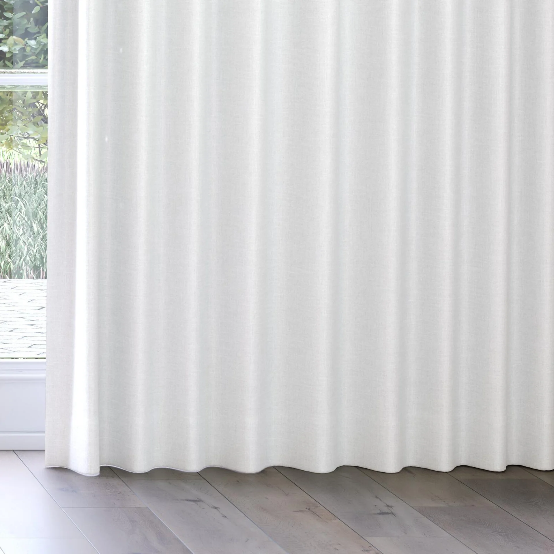 Bottom view of Frisco Alabaster, on curtain rail