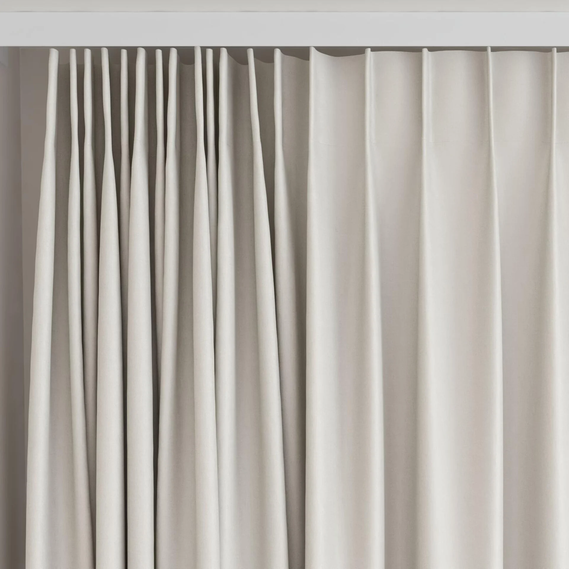 Top view of Linen Mineral, on curtain rail