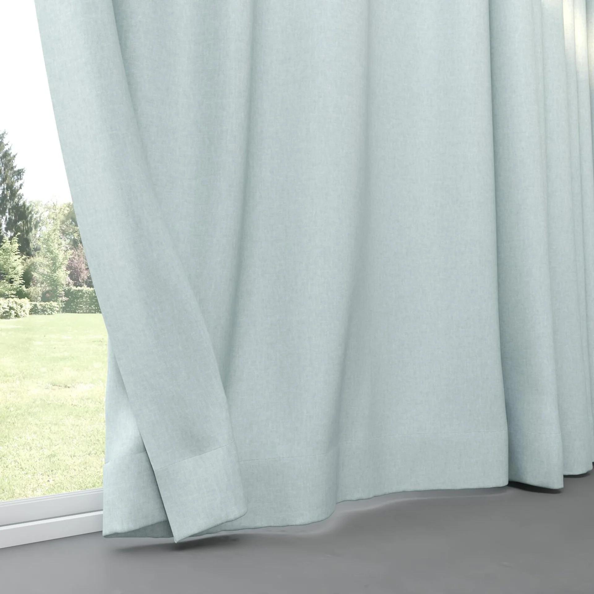 Bottom view of Hometown Aqua, pinch pleat
