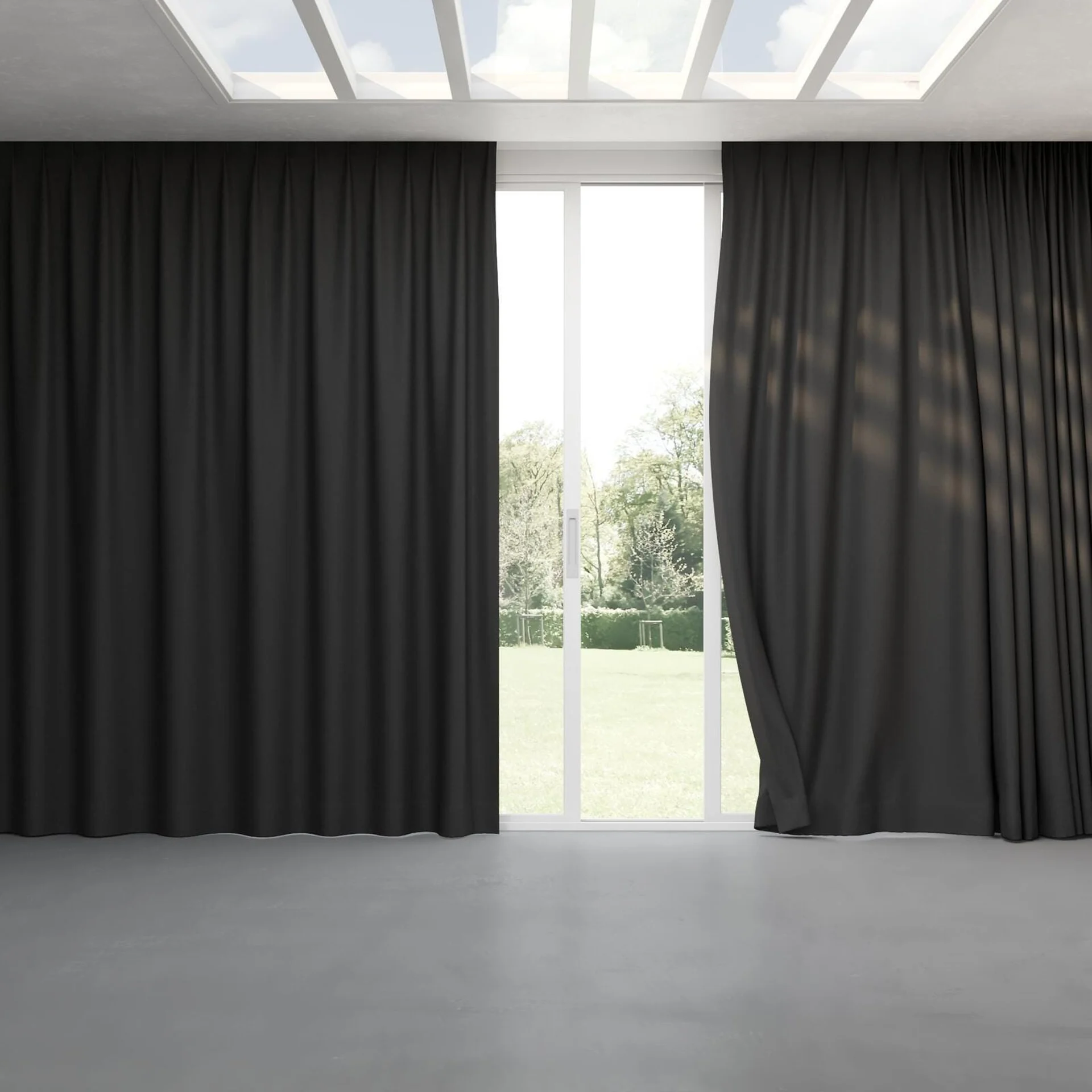Full view of Infinite Granite, pinch pleat