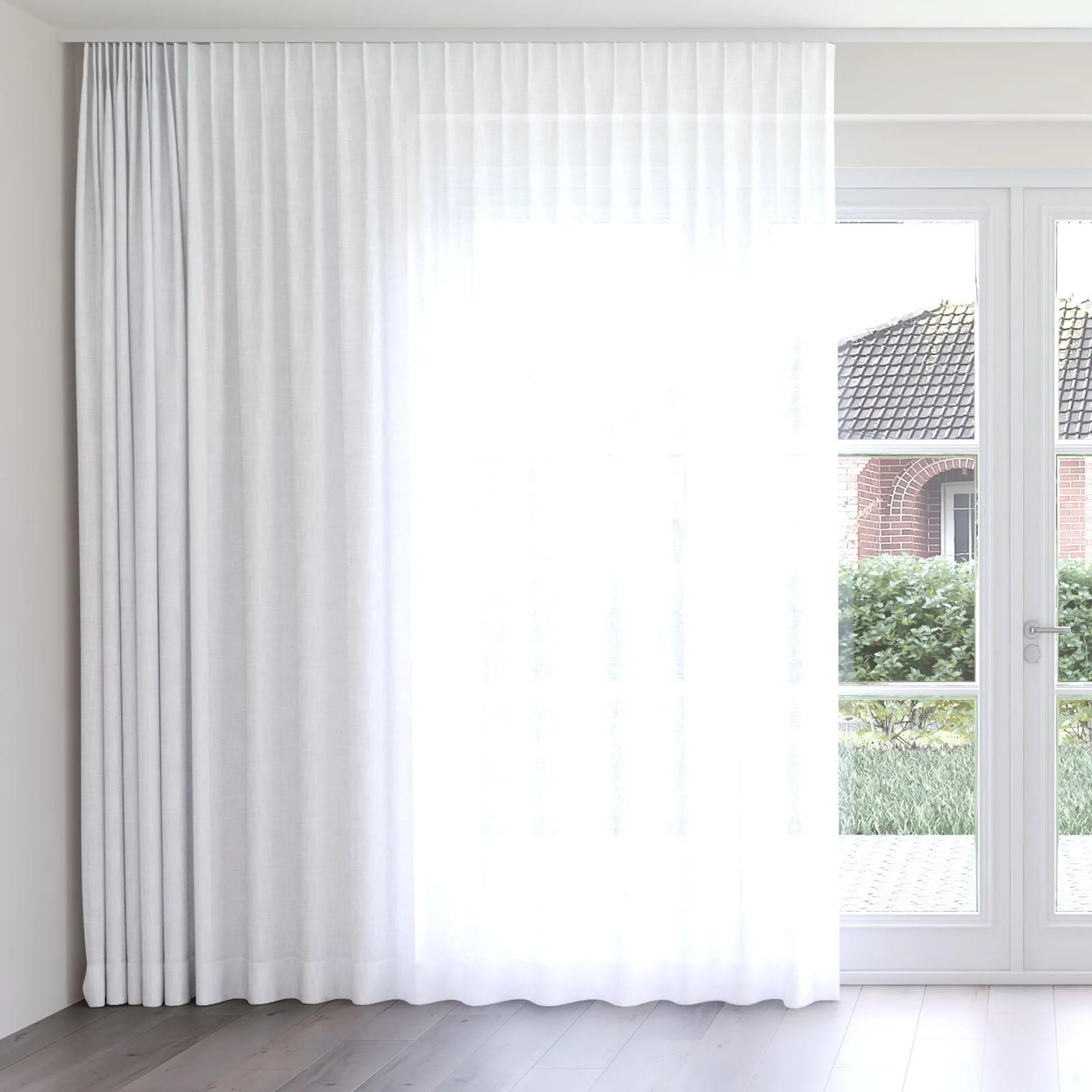 Front view of Release Swan, on curtain rail