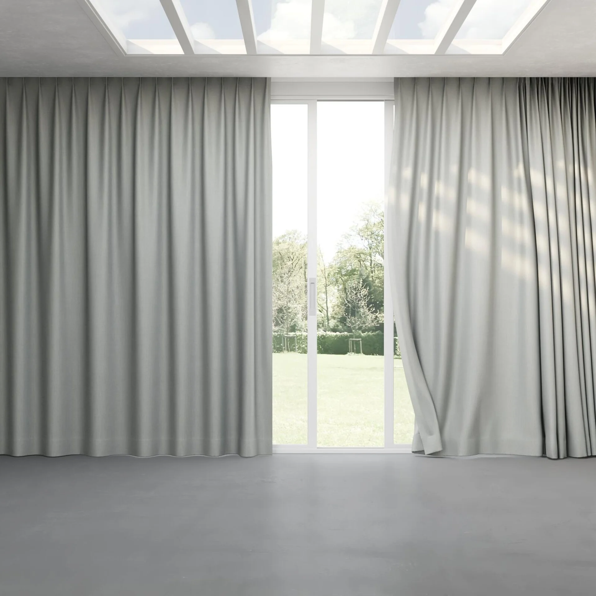 Full view of Gent Sky, pinch pleat