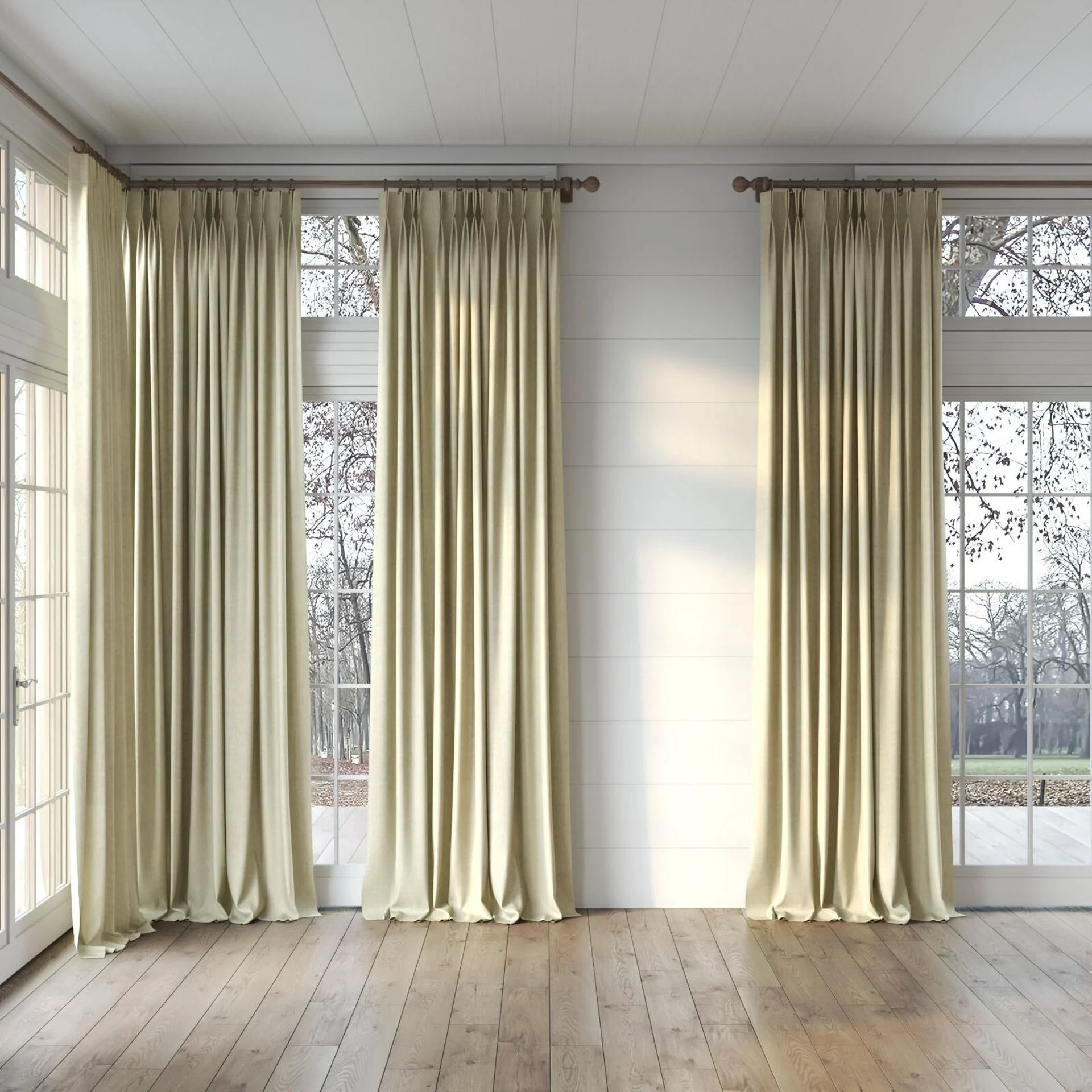 Full view of Monterey Gravel, puddled, on curtain rod