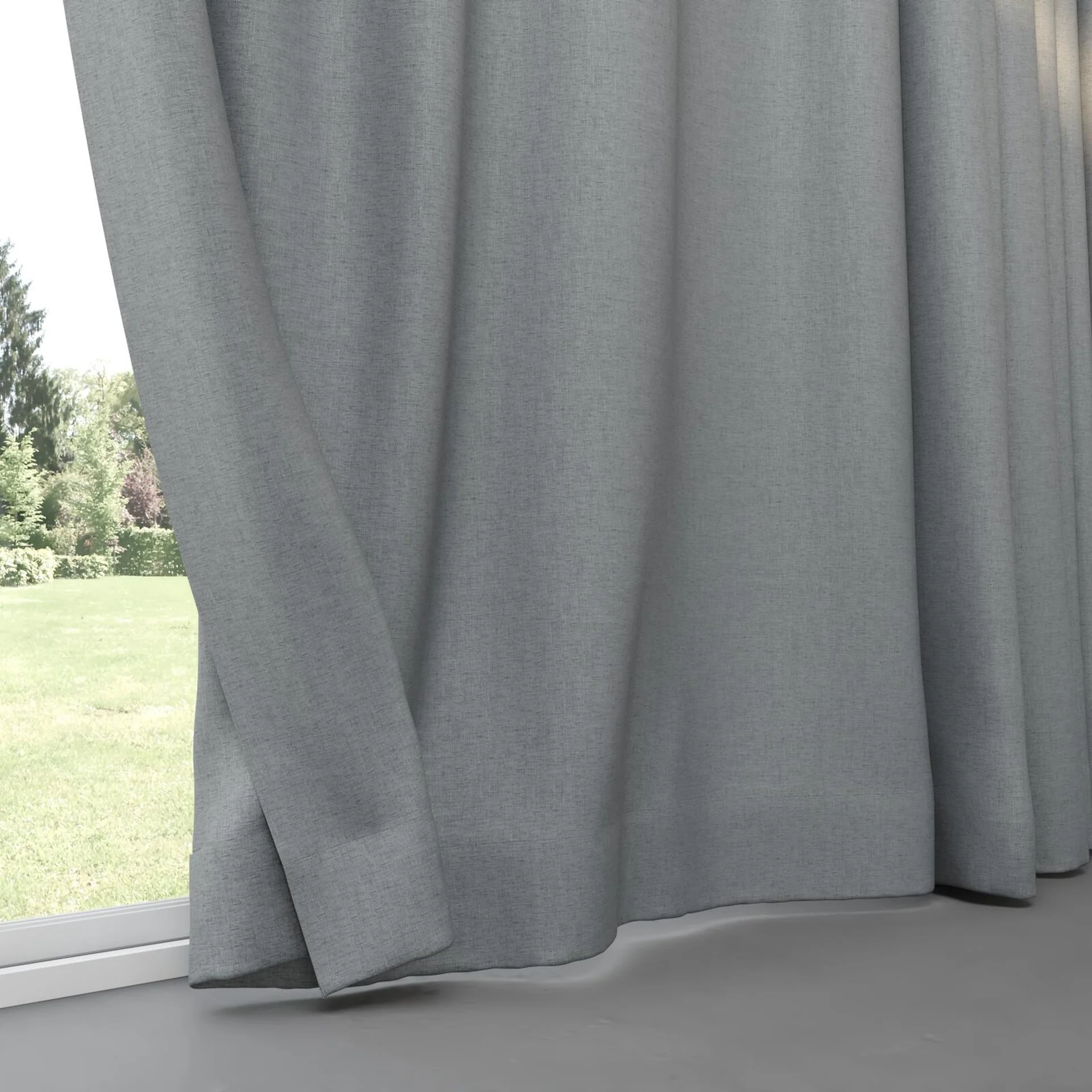 Bottom view of Stonewall Blackout Slate, pinch pleat