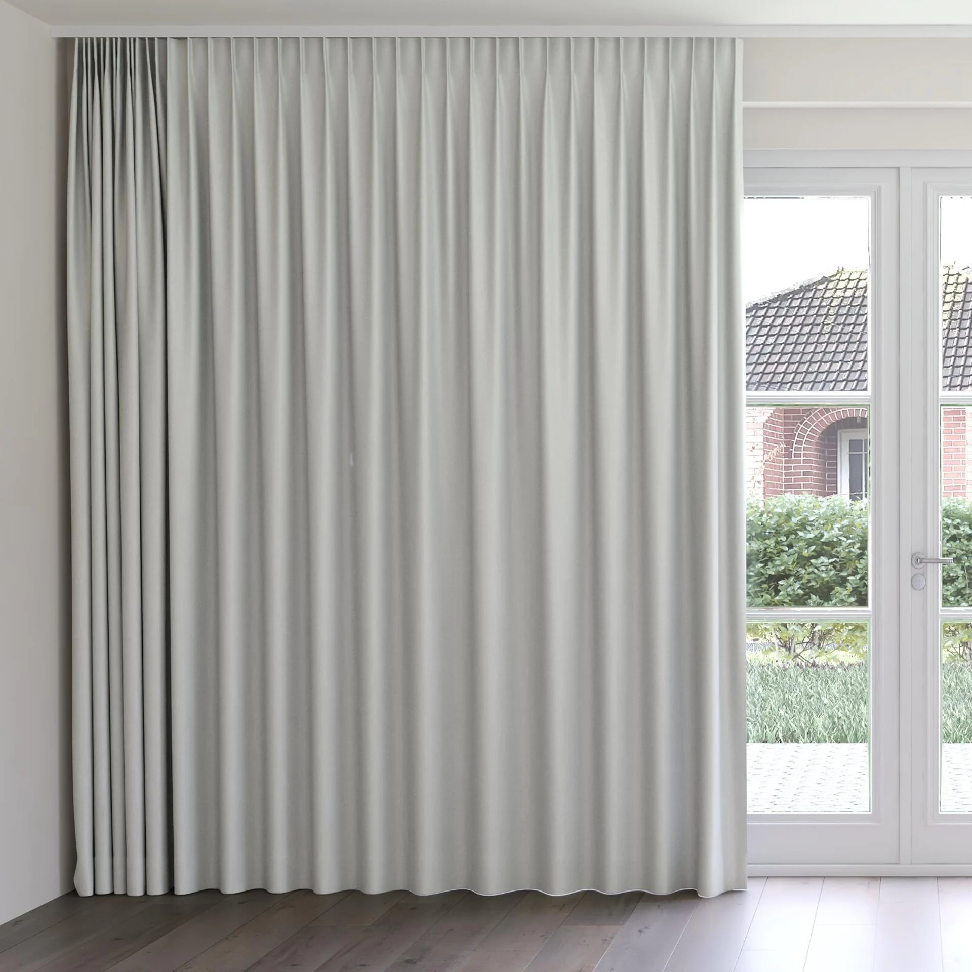 Front view of Grove Dove, on curtain rail