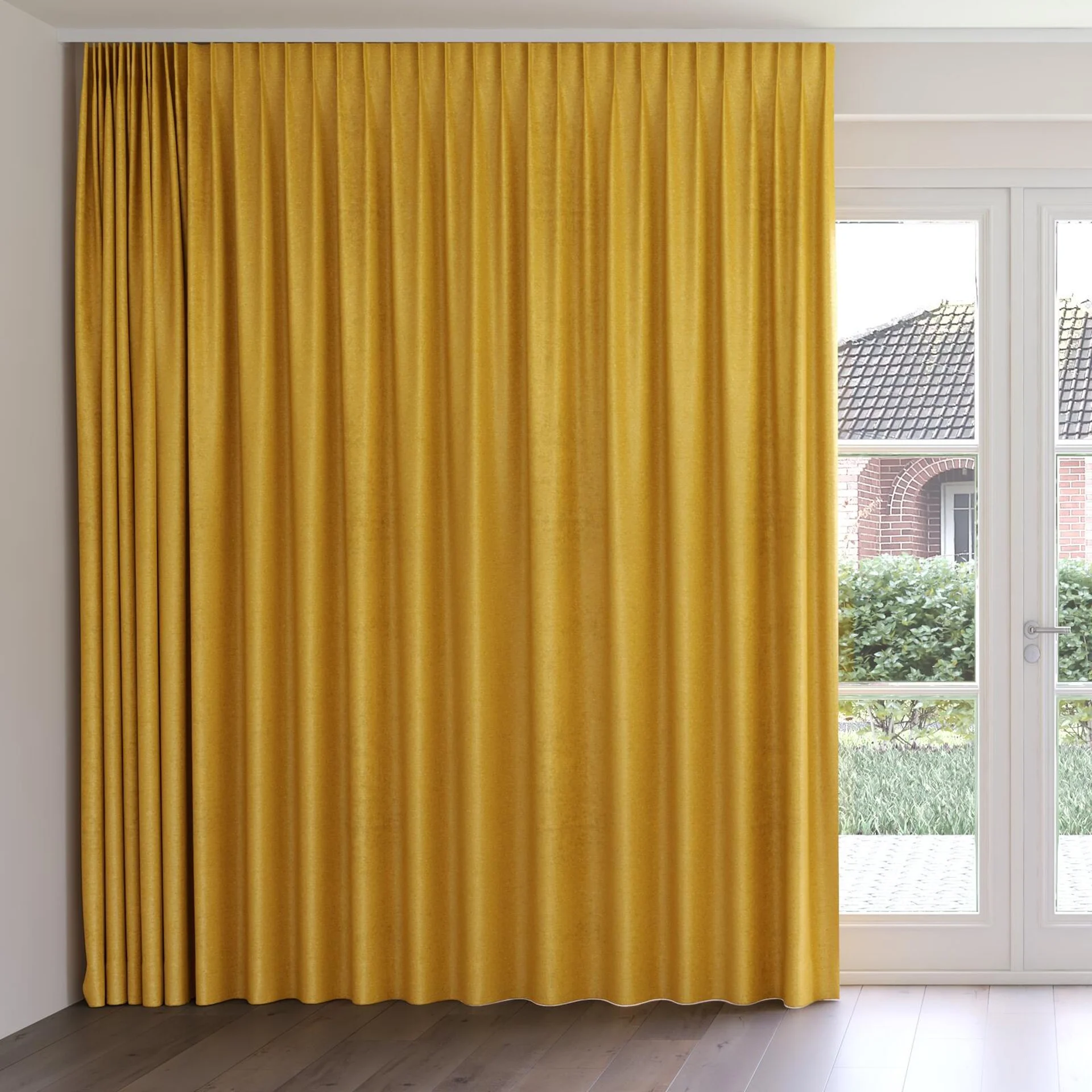 Front view of Lambada Mimosa, on curtain rail