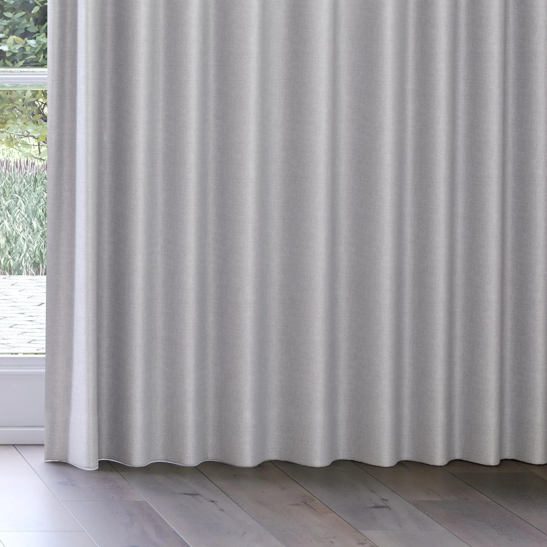 Bottom view of Retreat Blackout Stone, on curtain rail