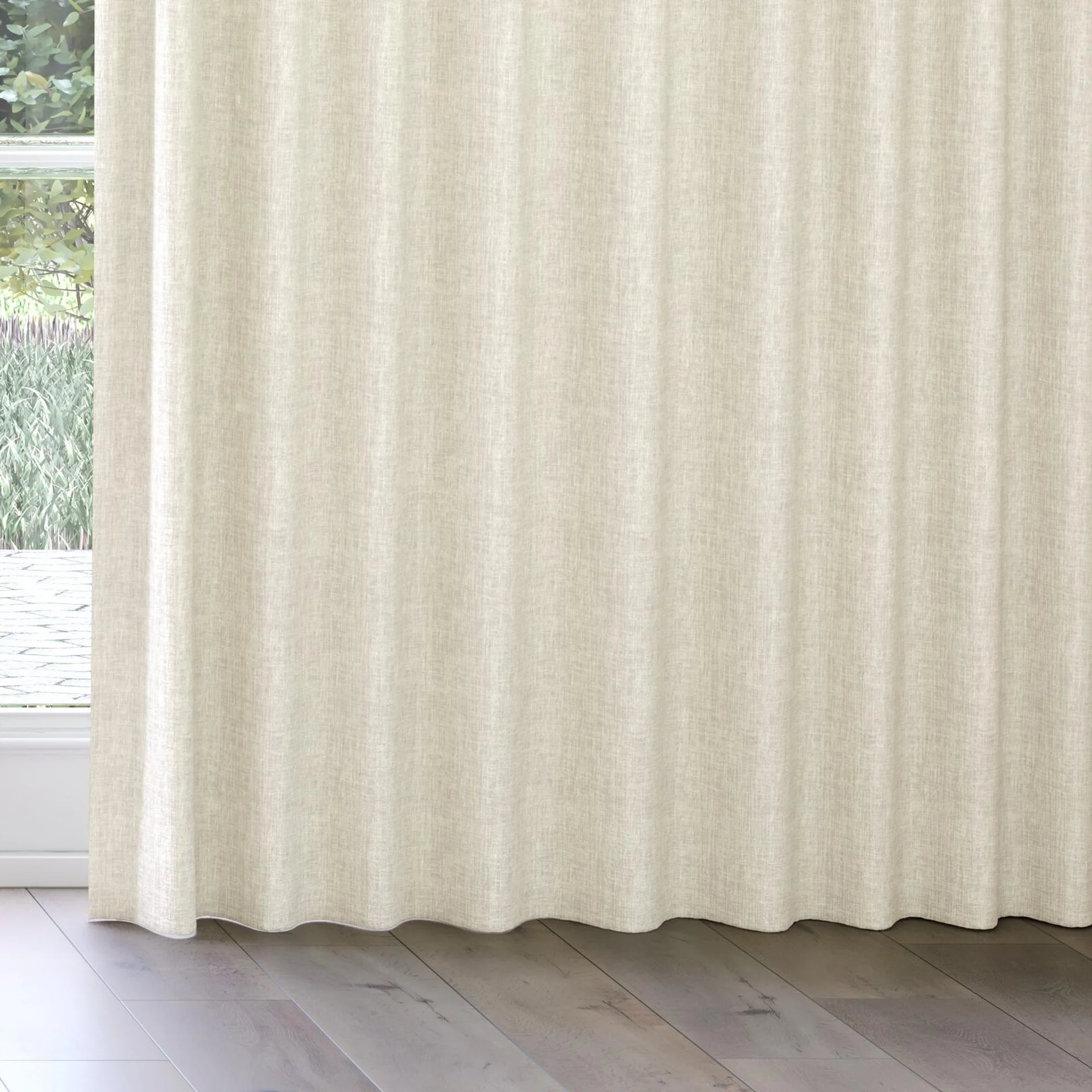 Bottom view of Earthwild Ivory, on curtain rail