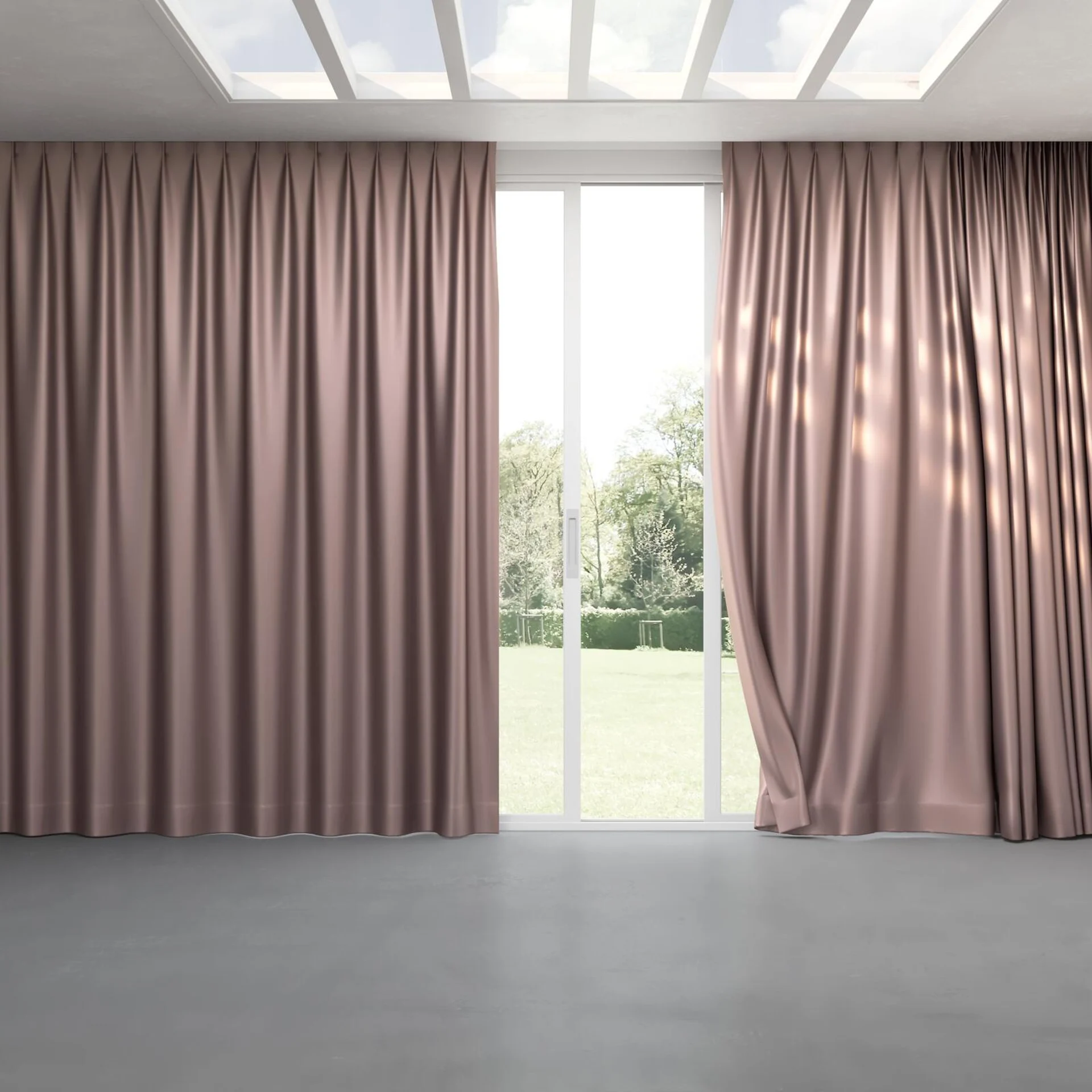 Full view of North Face Lilac, pinch pleat