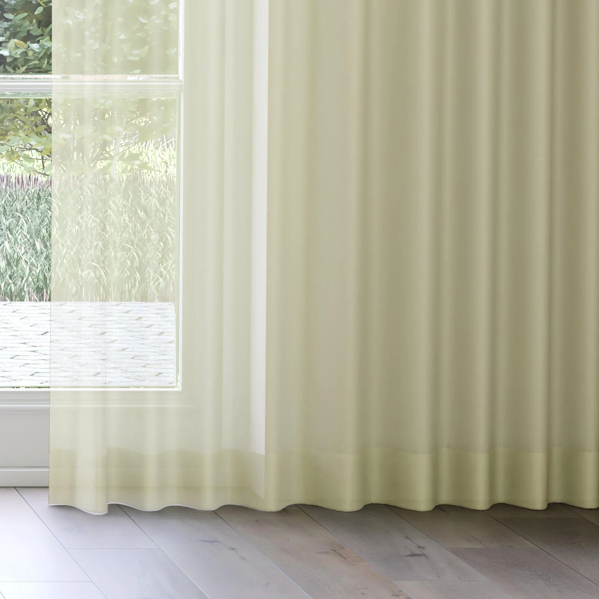 Bottom view of Zine Linden, on curtain rail