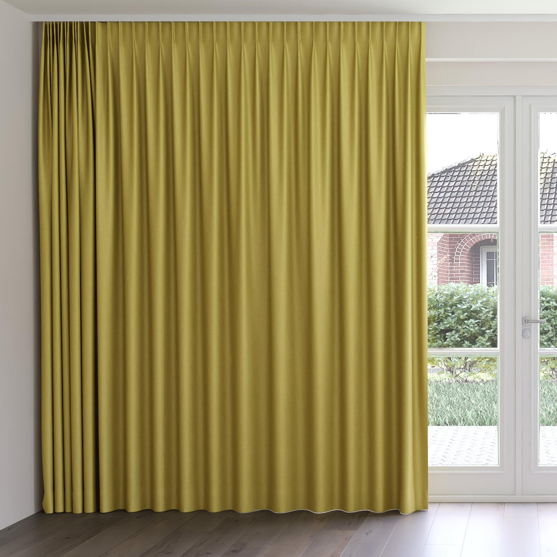 Front view of Tonga Linden, on curtain rail