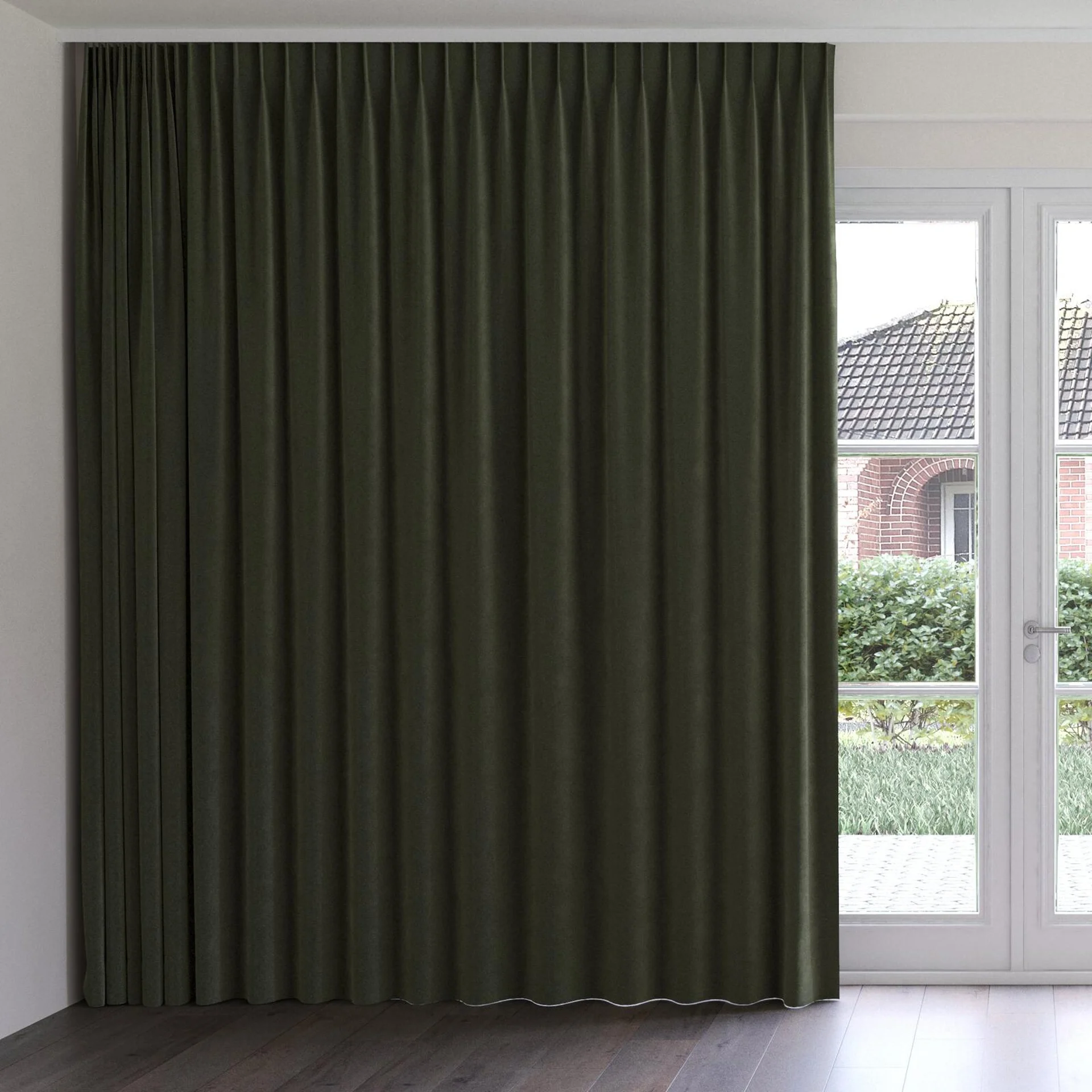 Front view of Verbier Camouflage, on curtain rail