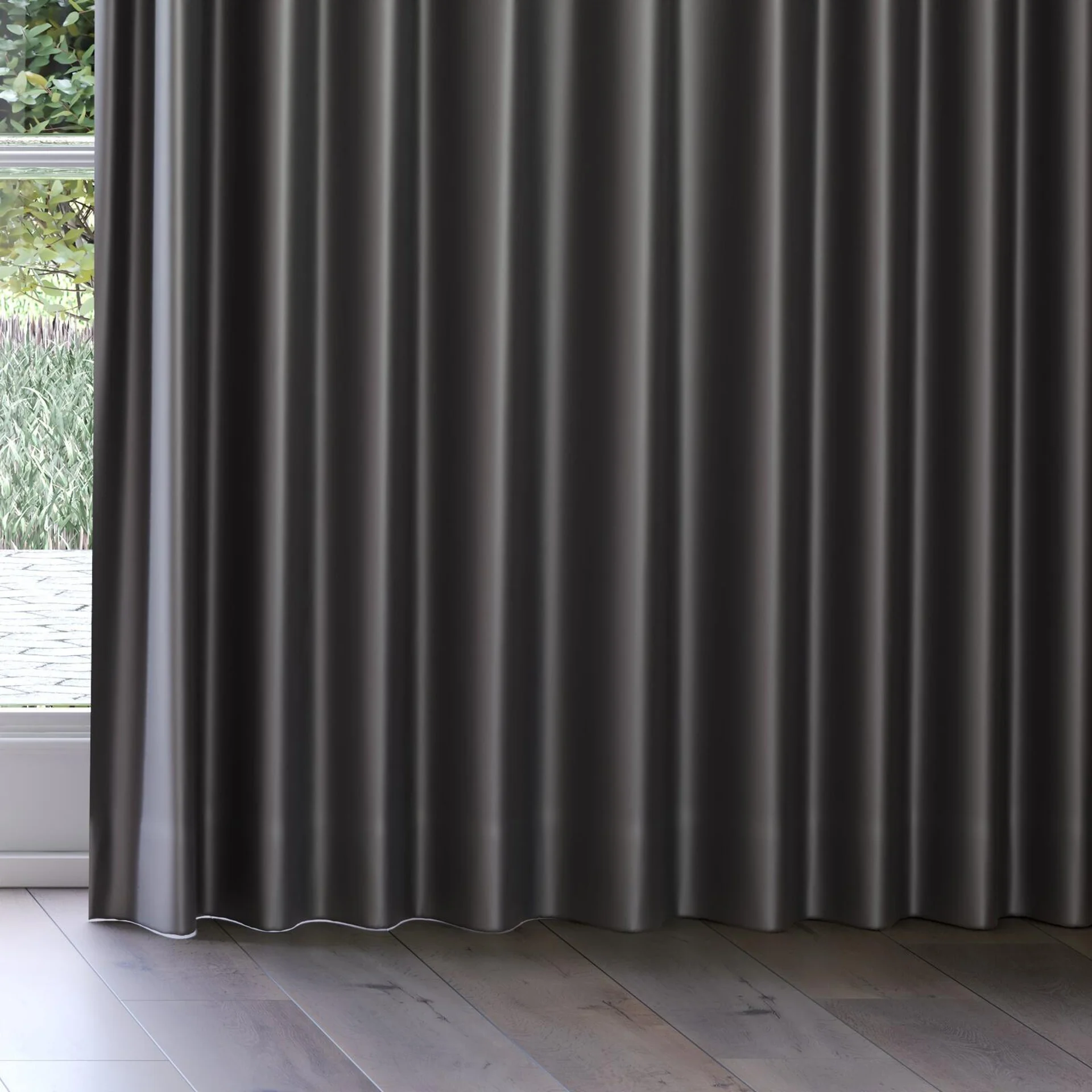 Bottom view of Moonbeam Iron, on curtain rail