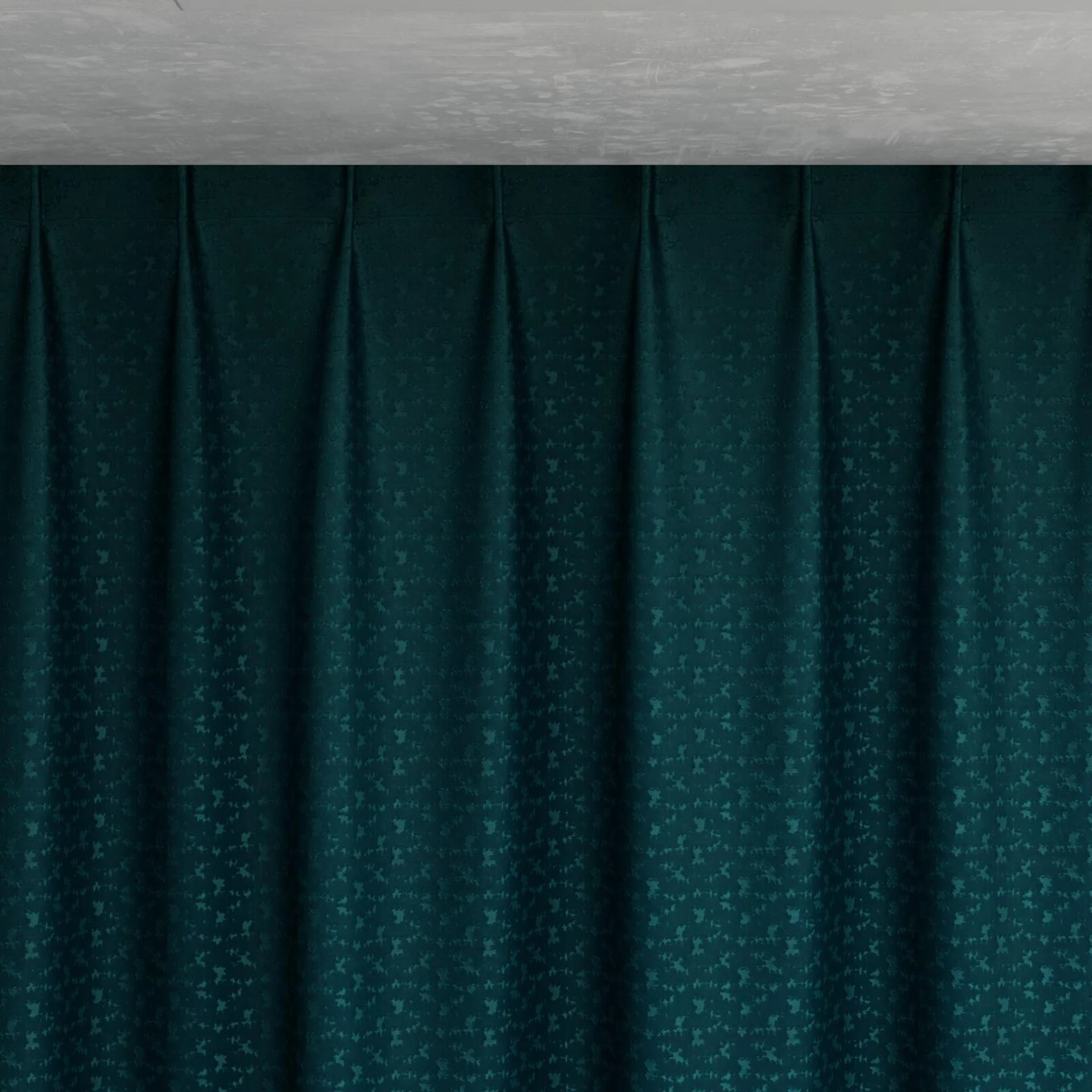 Top view of Requiem Teal, pinch pleat