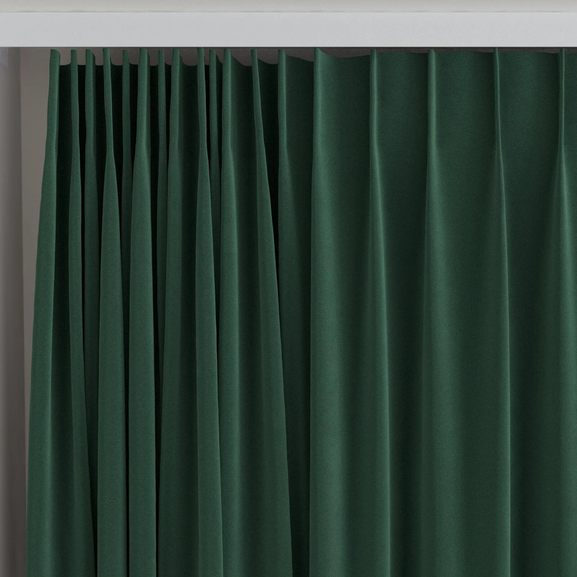 Top view of Vienna Emerald, on curtain rail