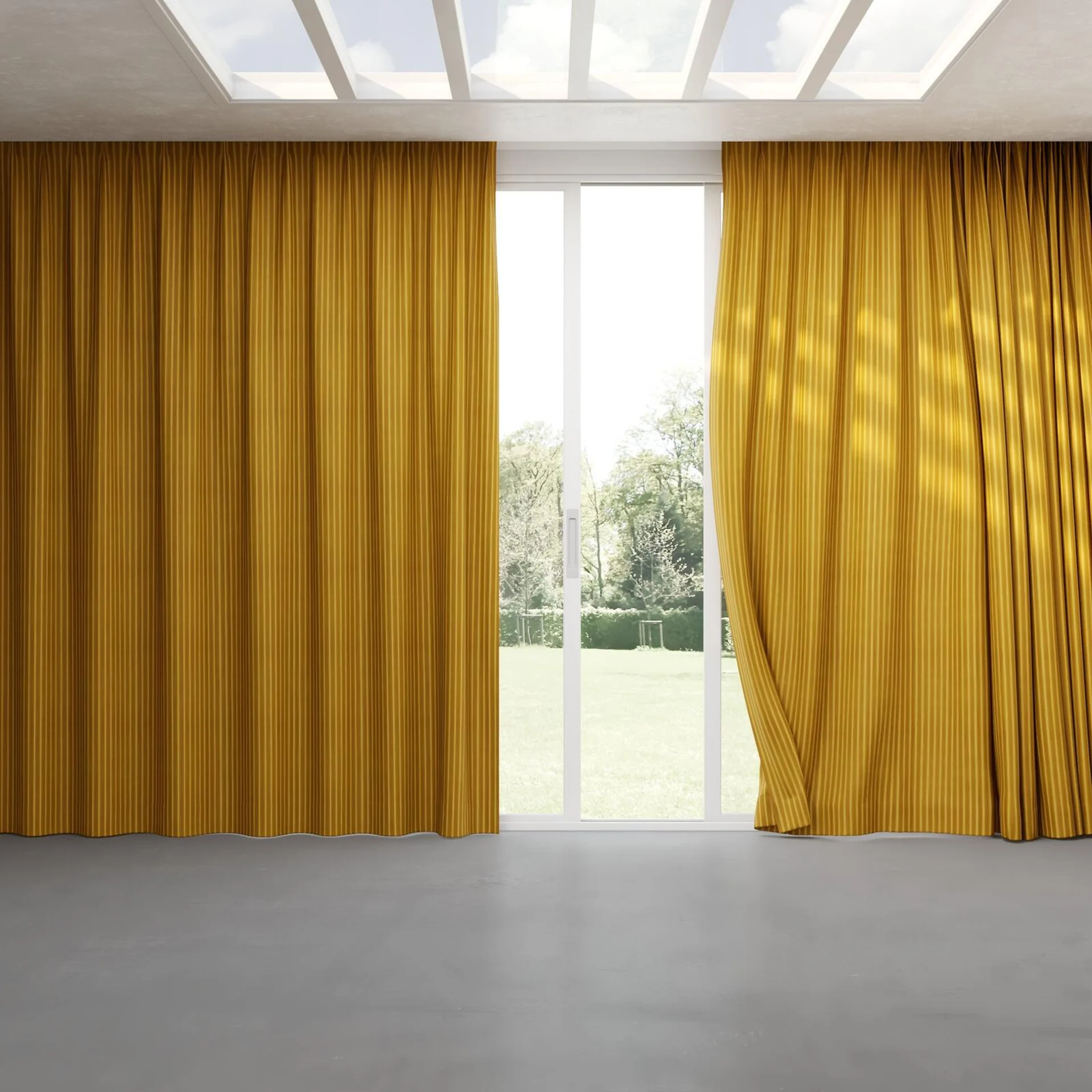 Full view of Cordial Walnut, pinch pleat