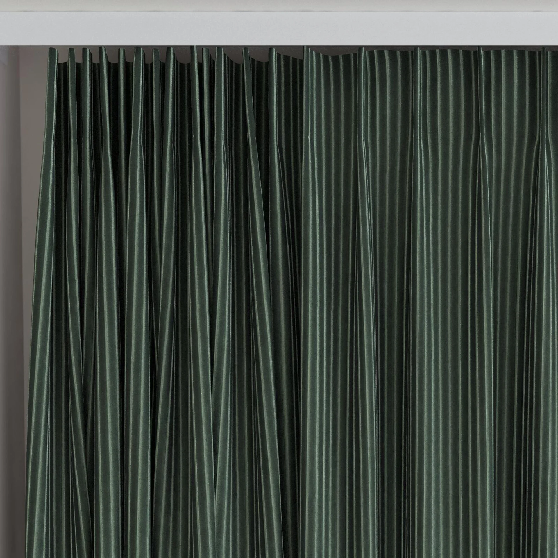 Top view of Embrace Spinach, on curtain rail