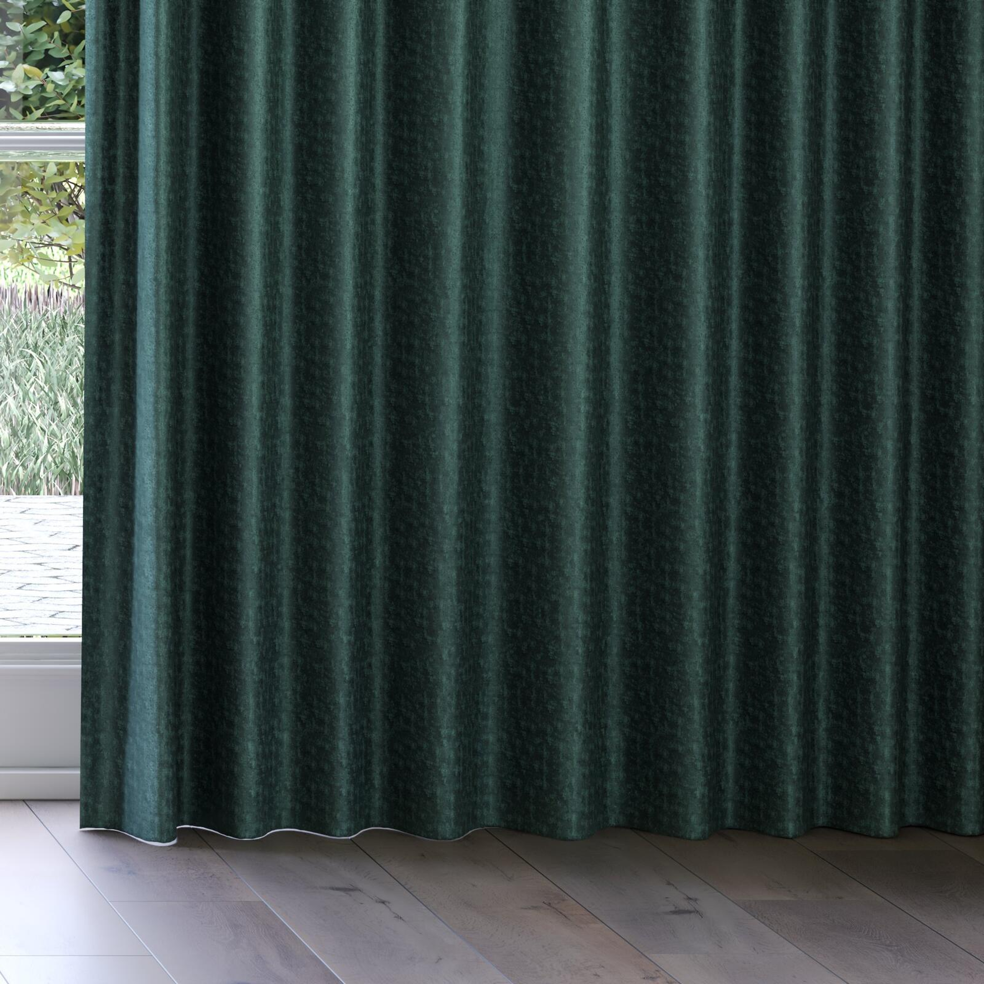 Bottom view of Hug Peacock, on curtain rail