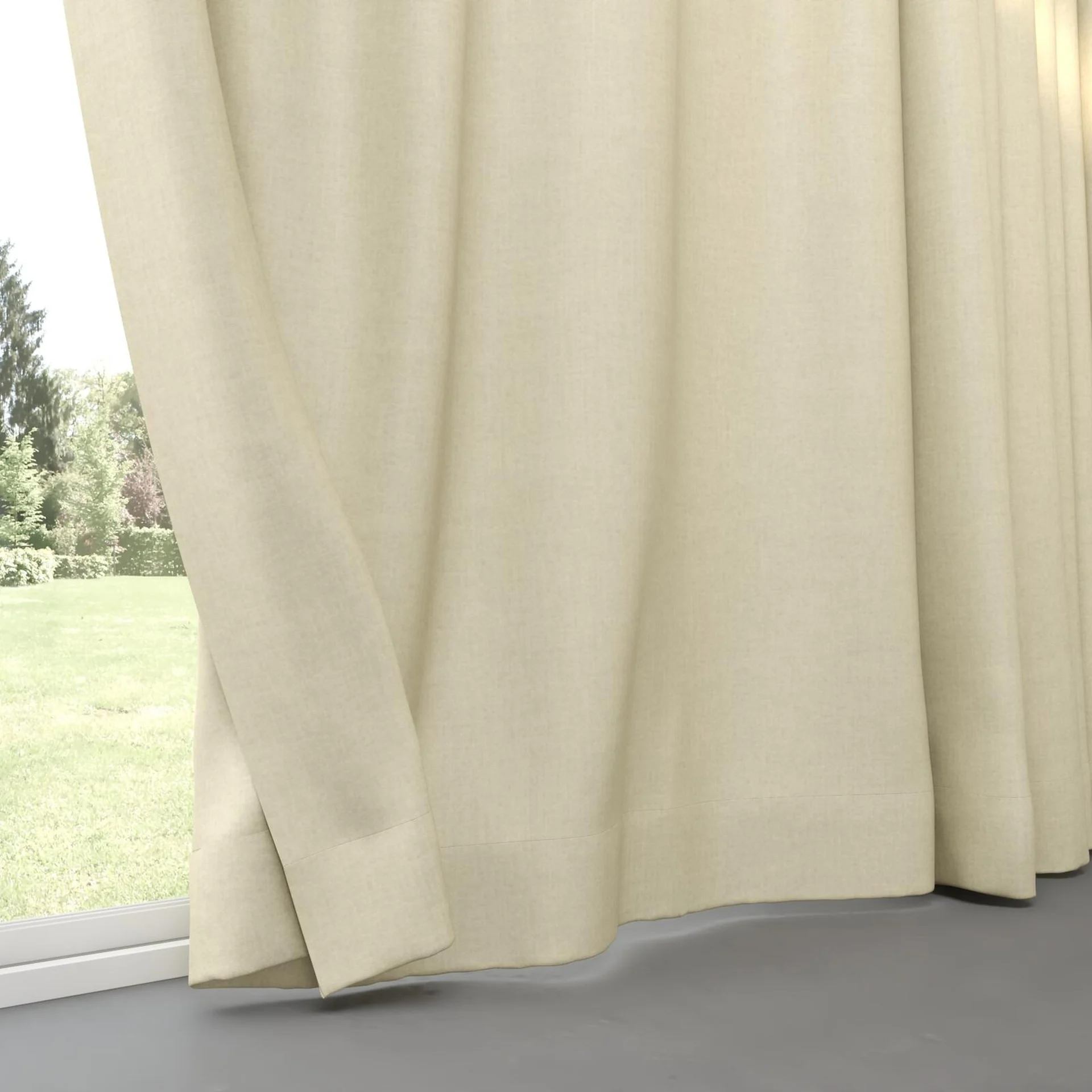 Bottom view of Cushy Sand, pinch pleat