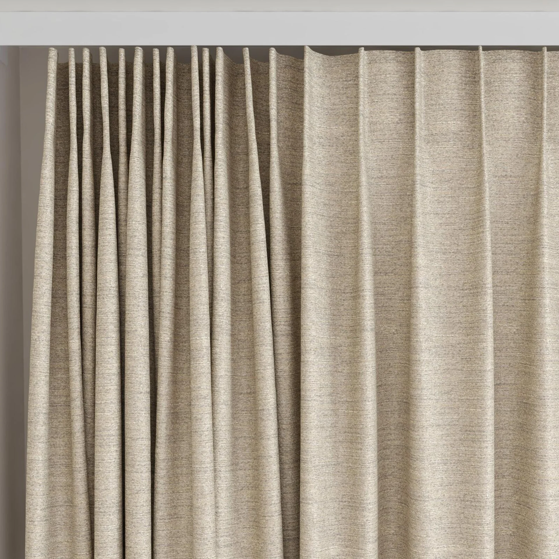 Top view of Ecliptic Flax, on curtain rail