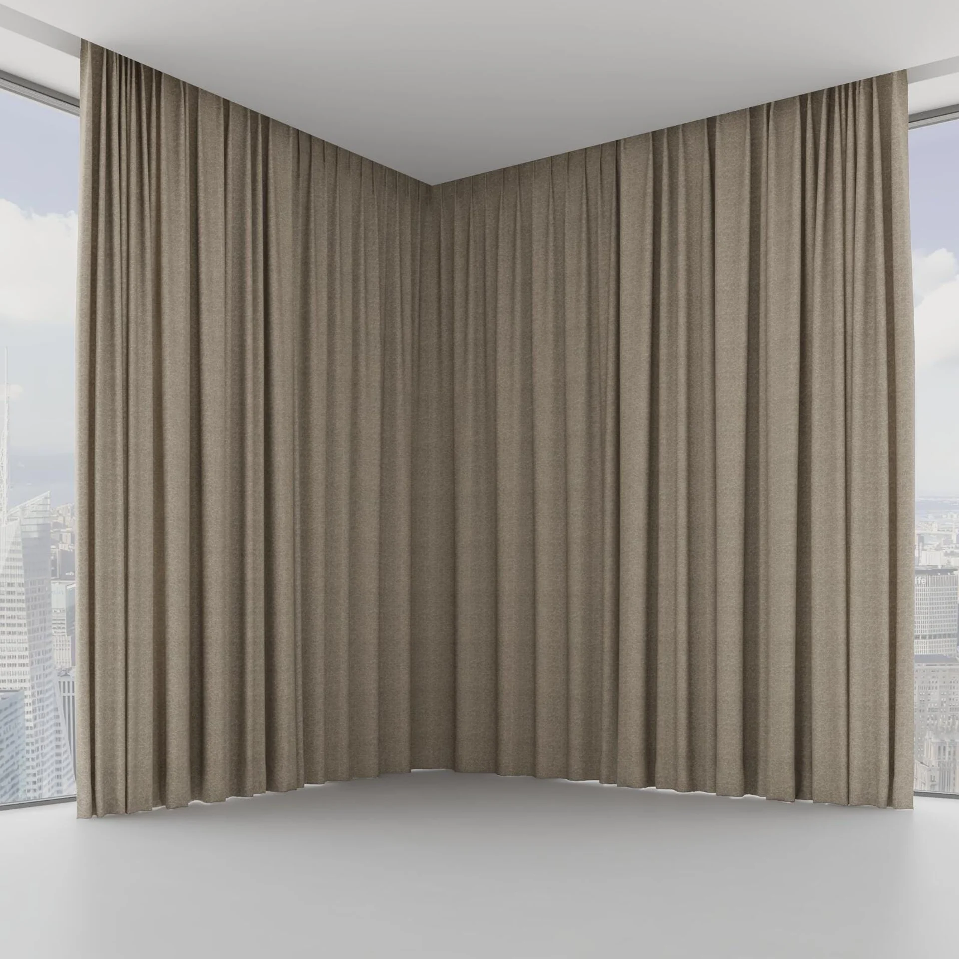 Front view of Laurel FR Blackout Rattan, on hidden rail