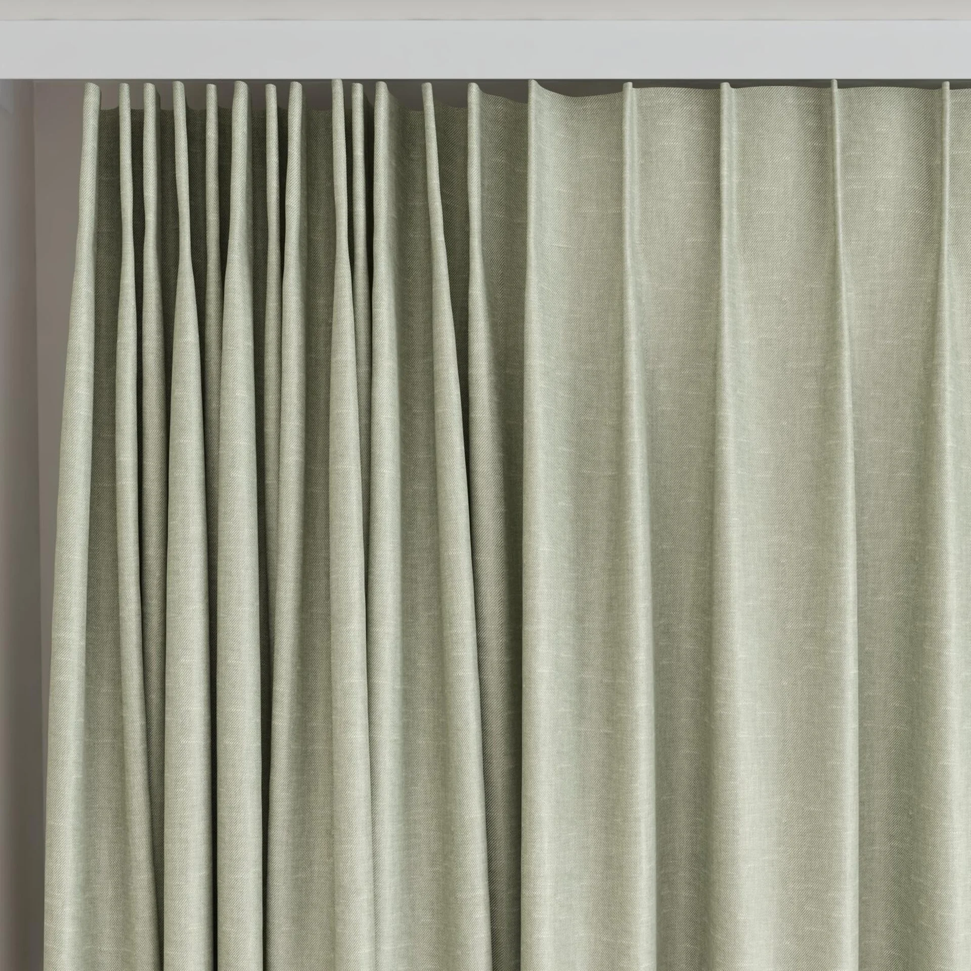 Top view of Glamour Linden, on curtain rail