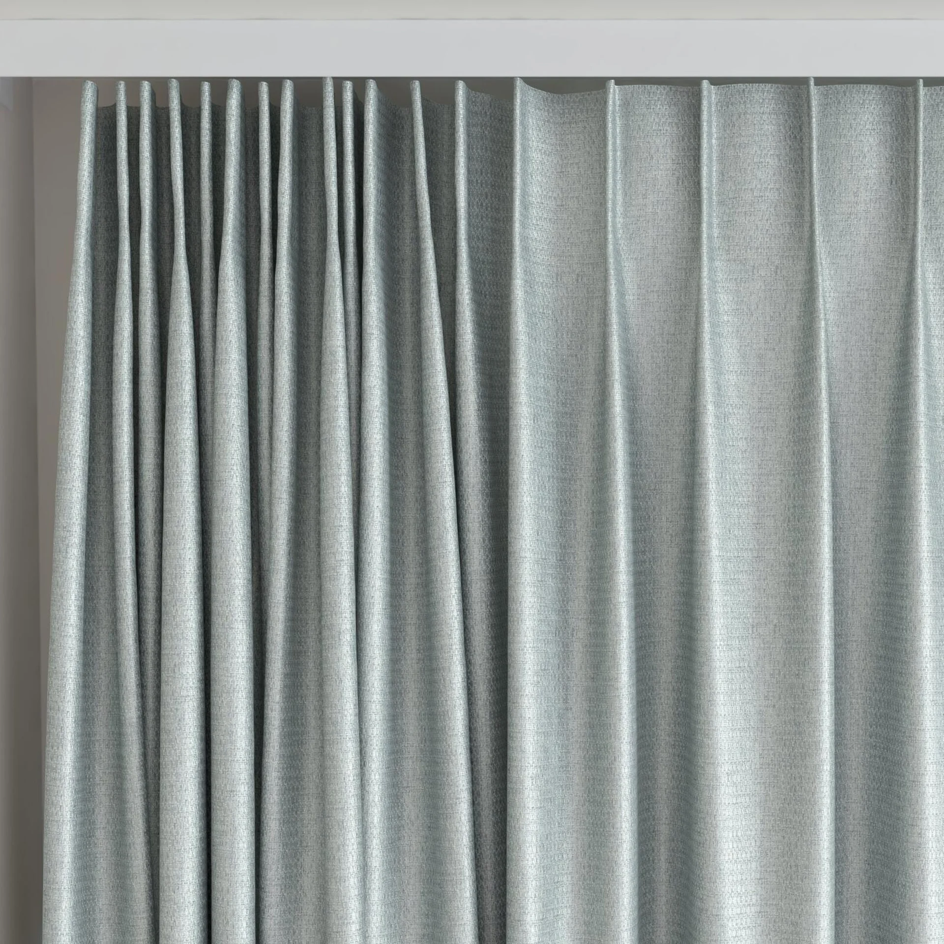 Top view of Kennedy II Blackout Willow, on curtain rail