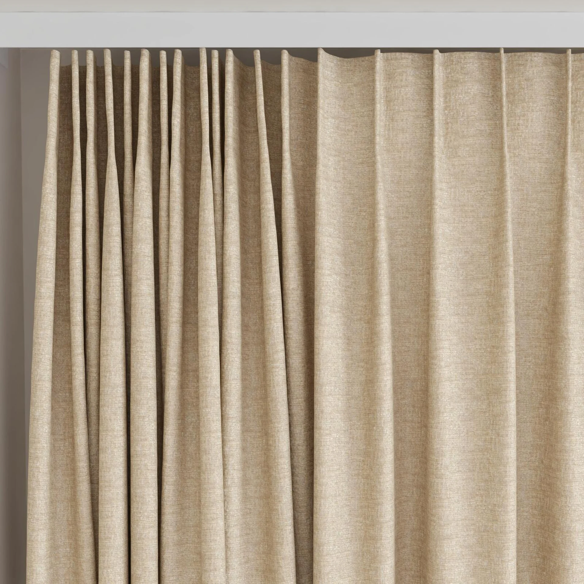 Top view of Monsieur Biscuit, on curtain rail