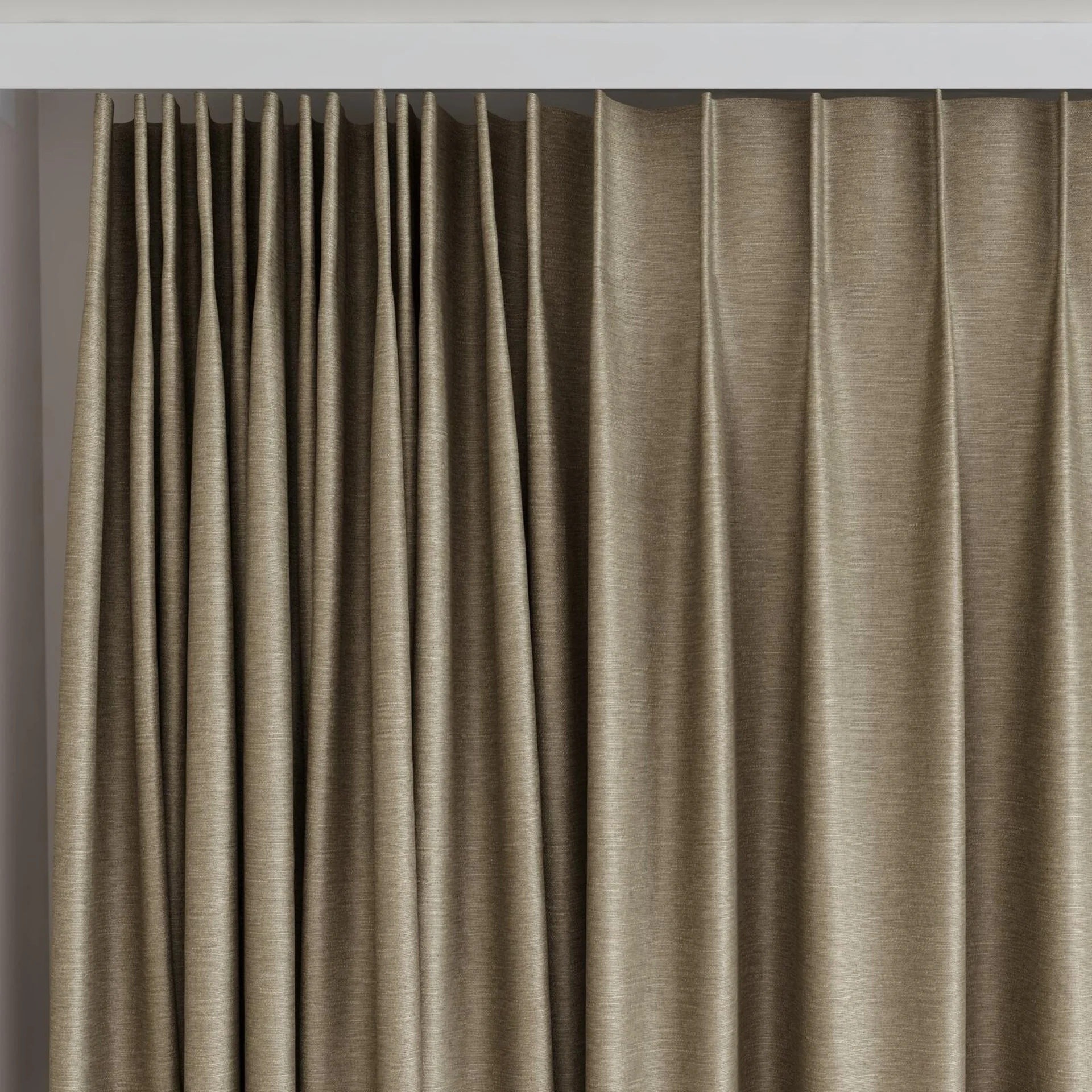 Top view of Provence Seagrass, on curtain rail