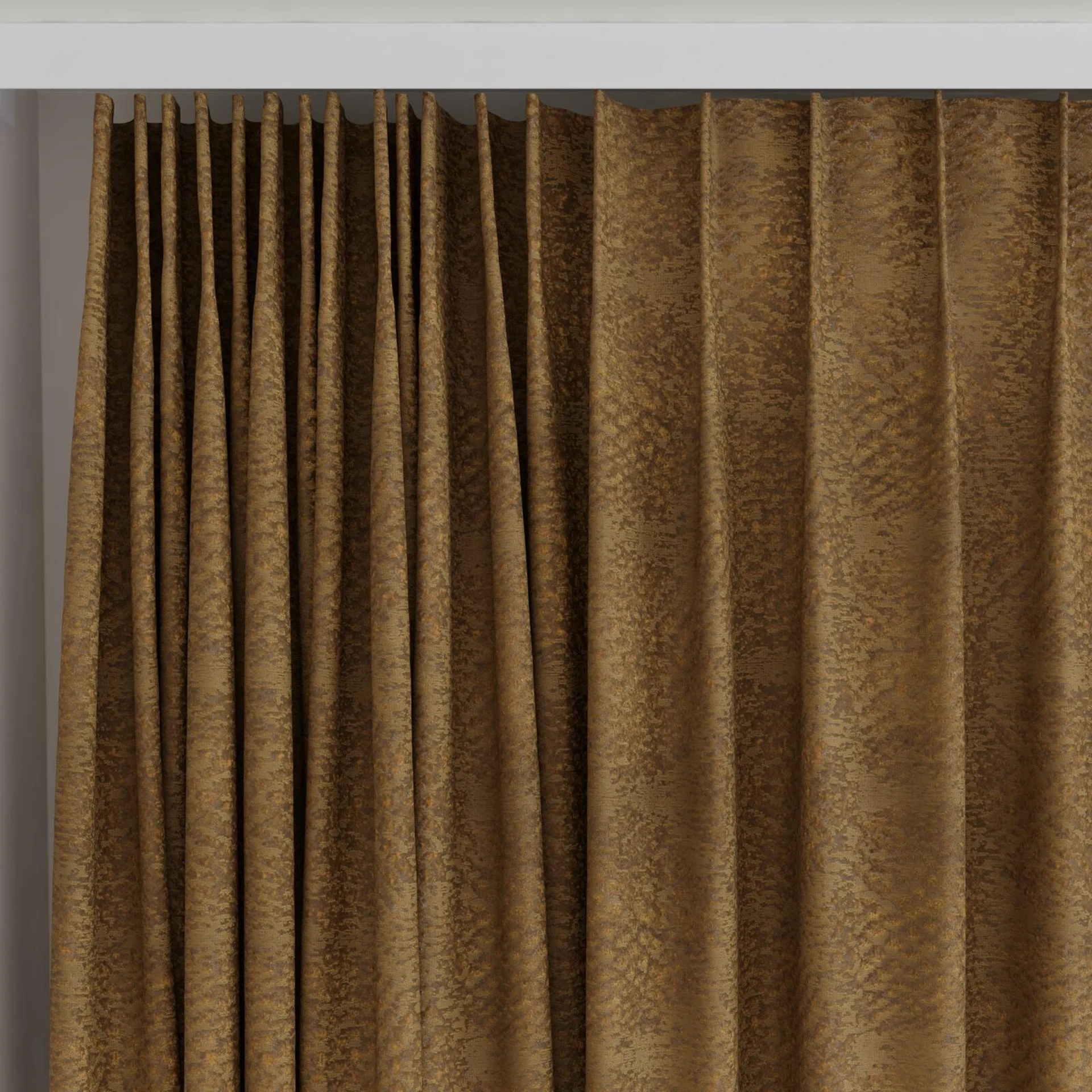 Top view of Gilda Gold, on curtain rail