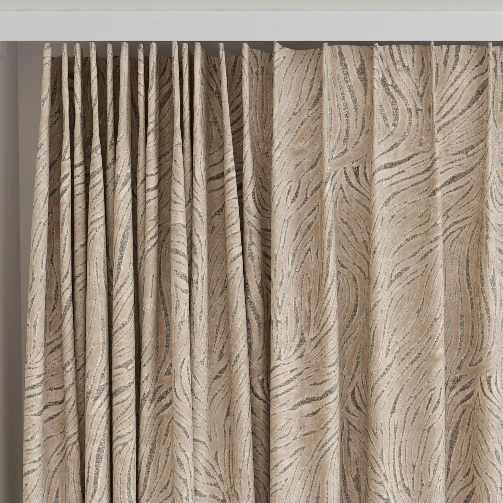 Top view of Principal Macaroon, on curtain rail