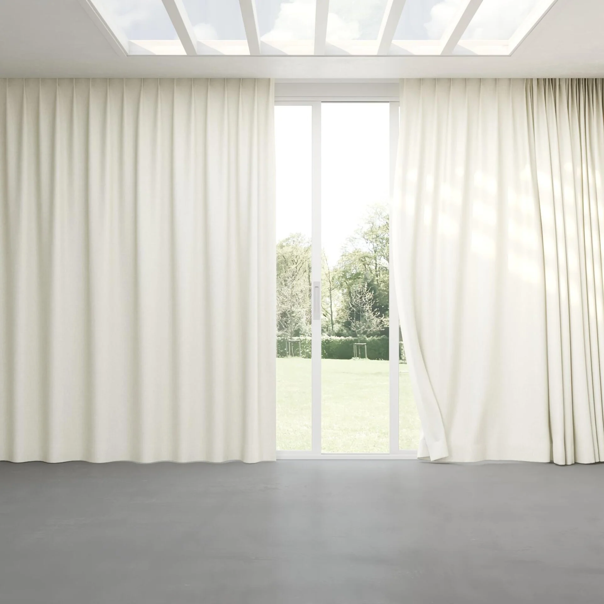 Full view of Perfecto Swan, pinch pleat