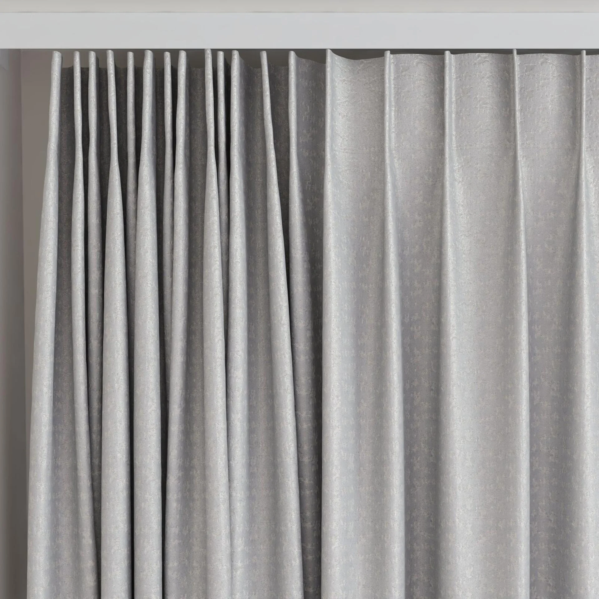 Top view of Requiem Silver, on curtain rail