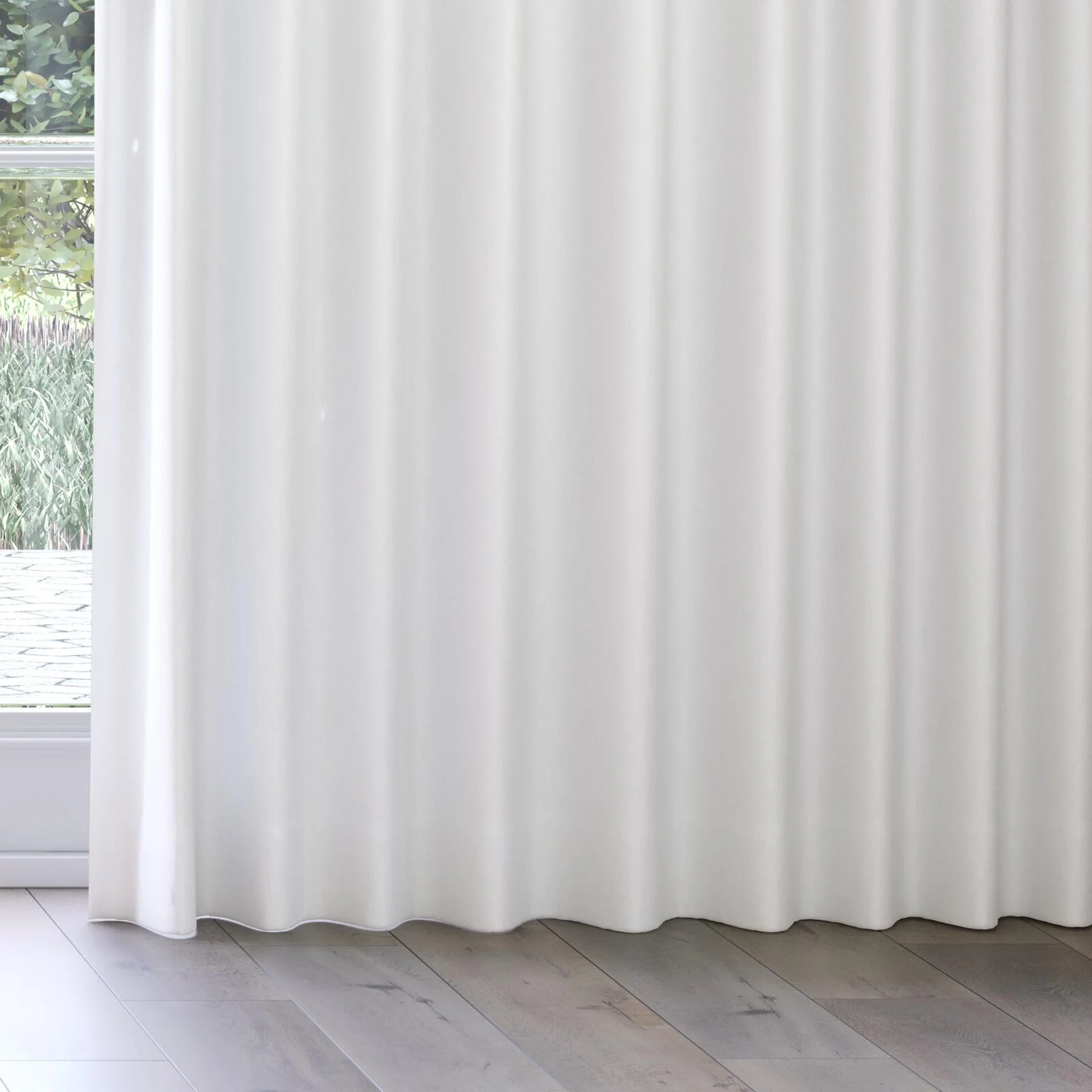 Bottom view of Eternal Blanc, on curtain rail