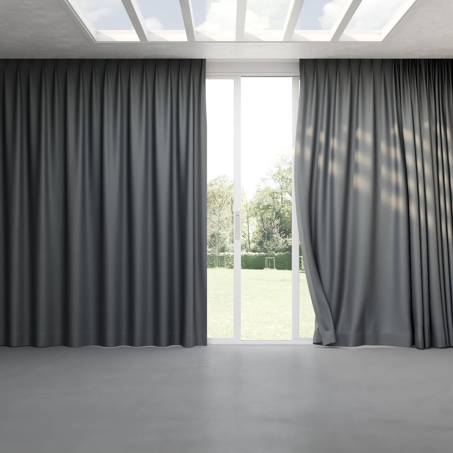 Full view of Grove Charcoal, pinch pleat