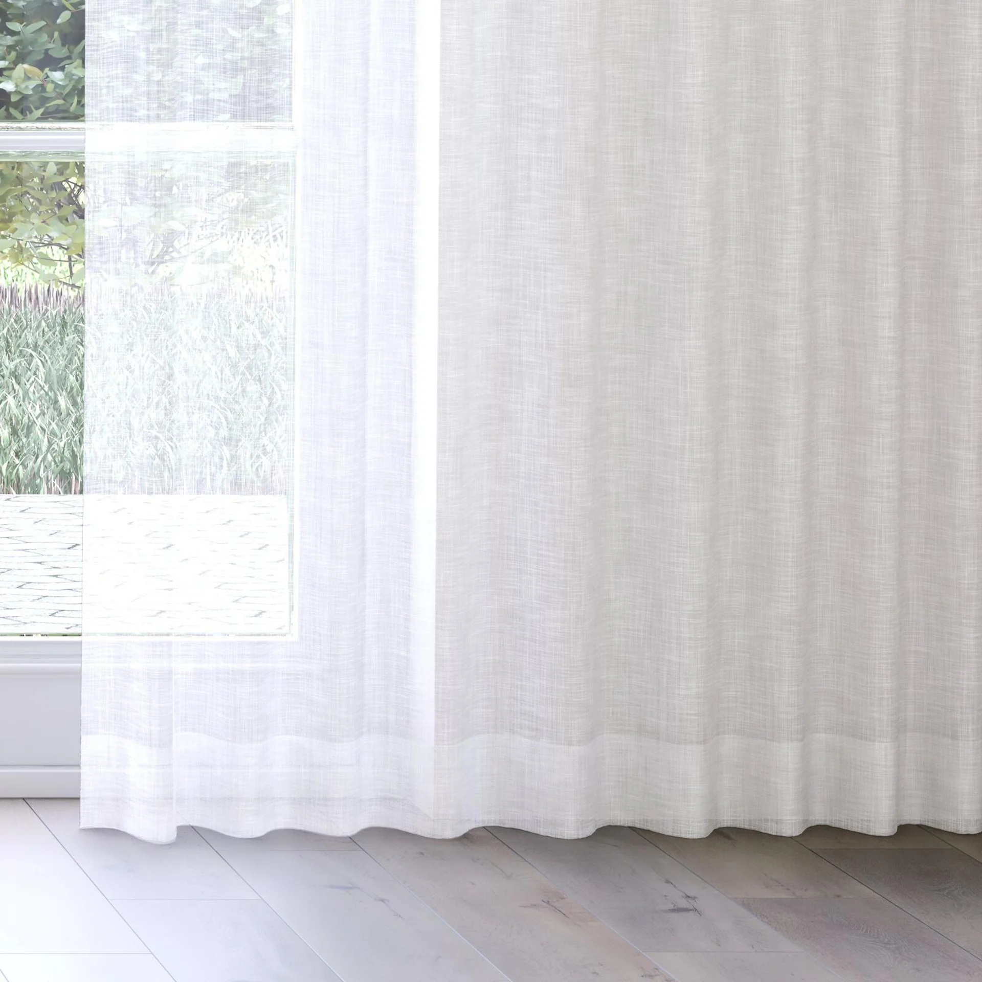 Bottom view of Coastal Blanc, on curtain rail