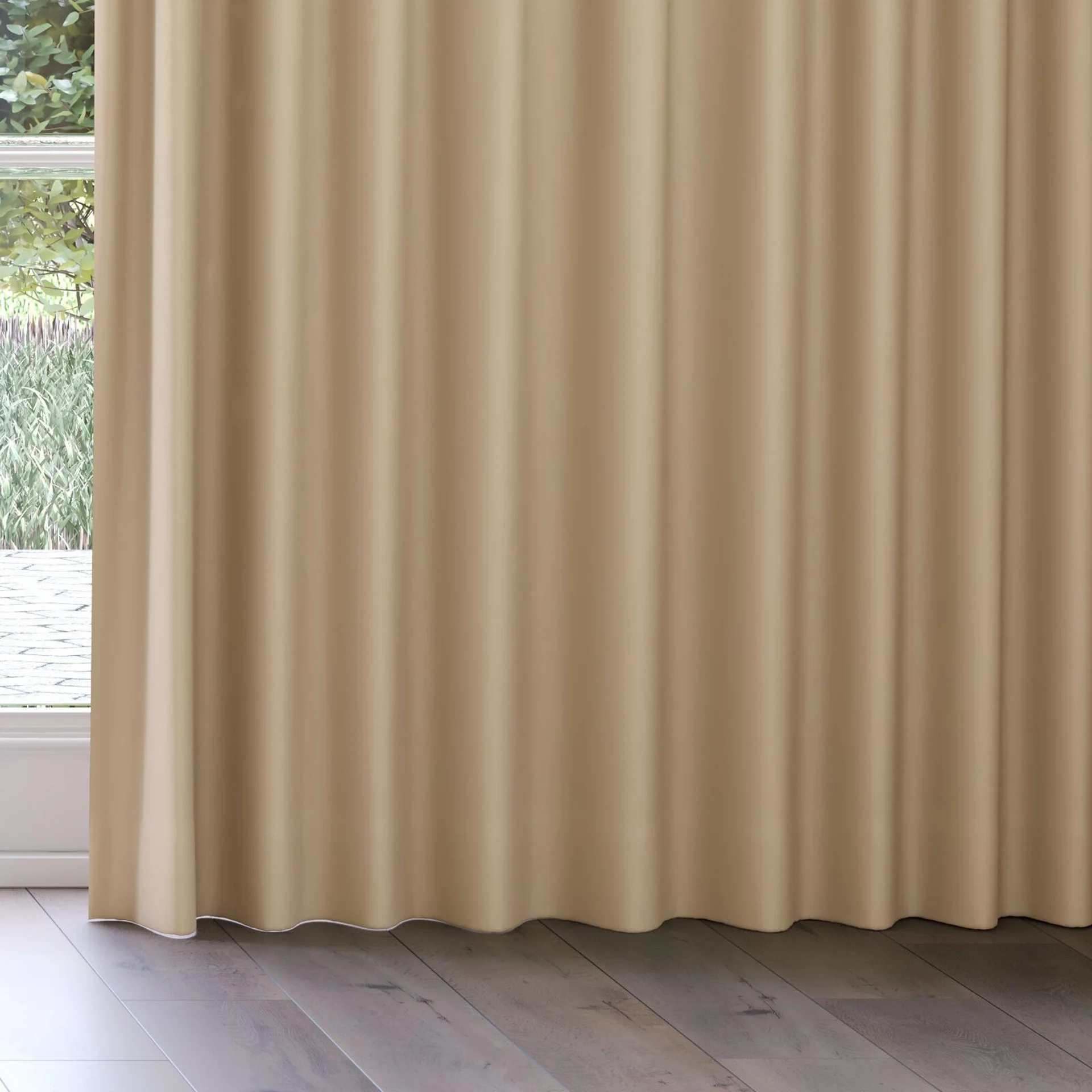 Bottom view of Vesta Bamboo, on curtain rail
