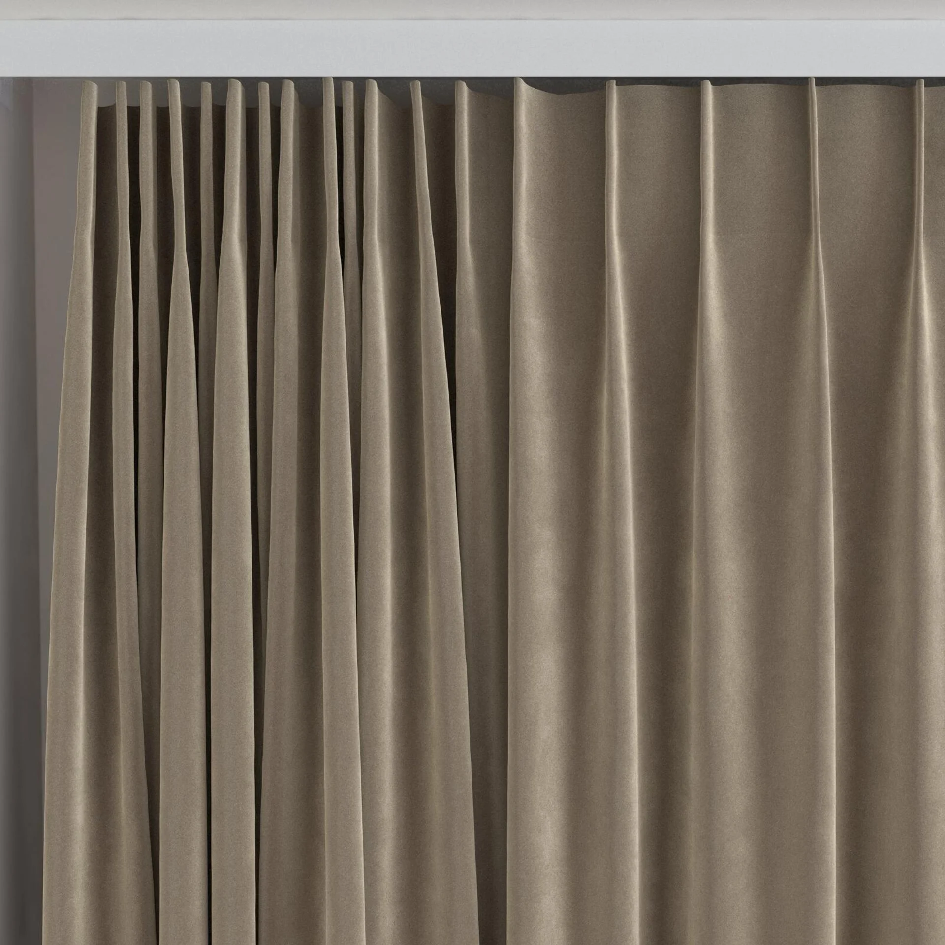 Top view of Vienna Taupe, on curtain rail
